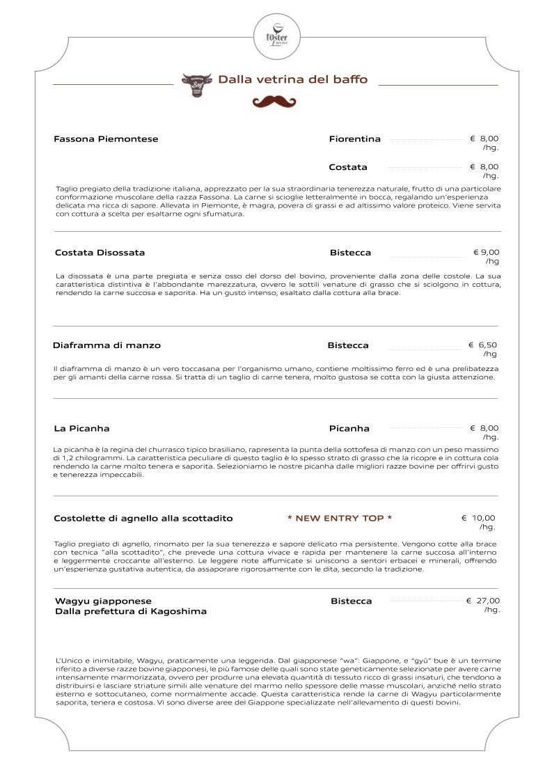 Menu di Ristorante - Pizzeria L'Oster Bif & Beef 