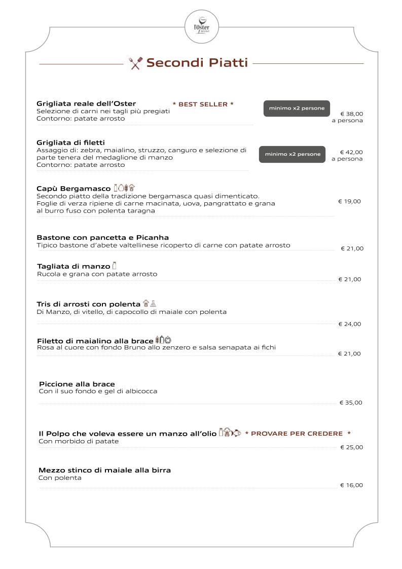 Menu di Ristorante - Pizzeria L'Oster Bif & Beef 