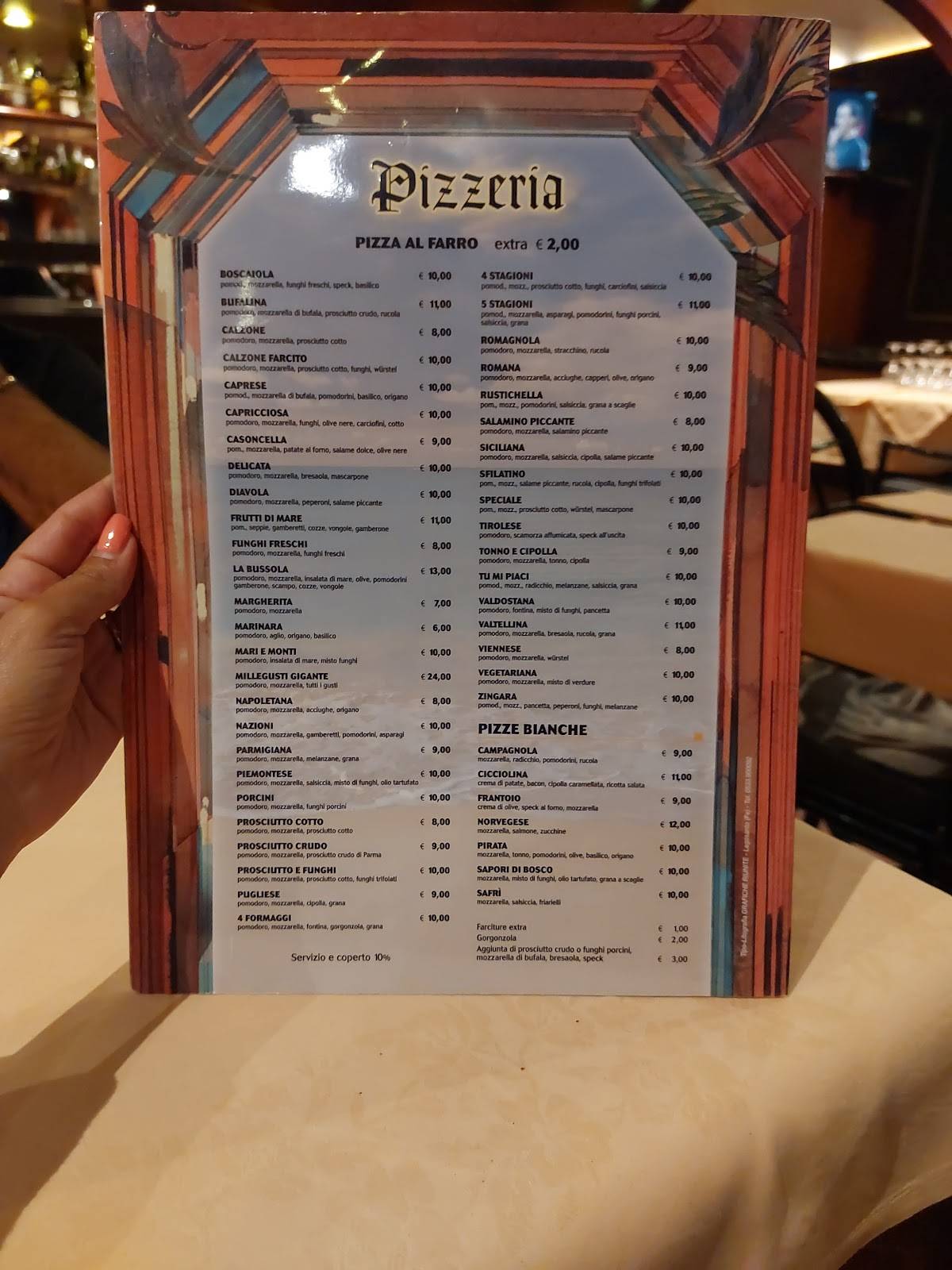 Menu di Ristorante Pizzeria La Bussola Lido delle Nazioni 