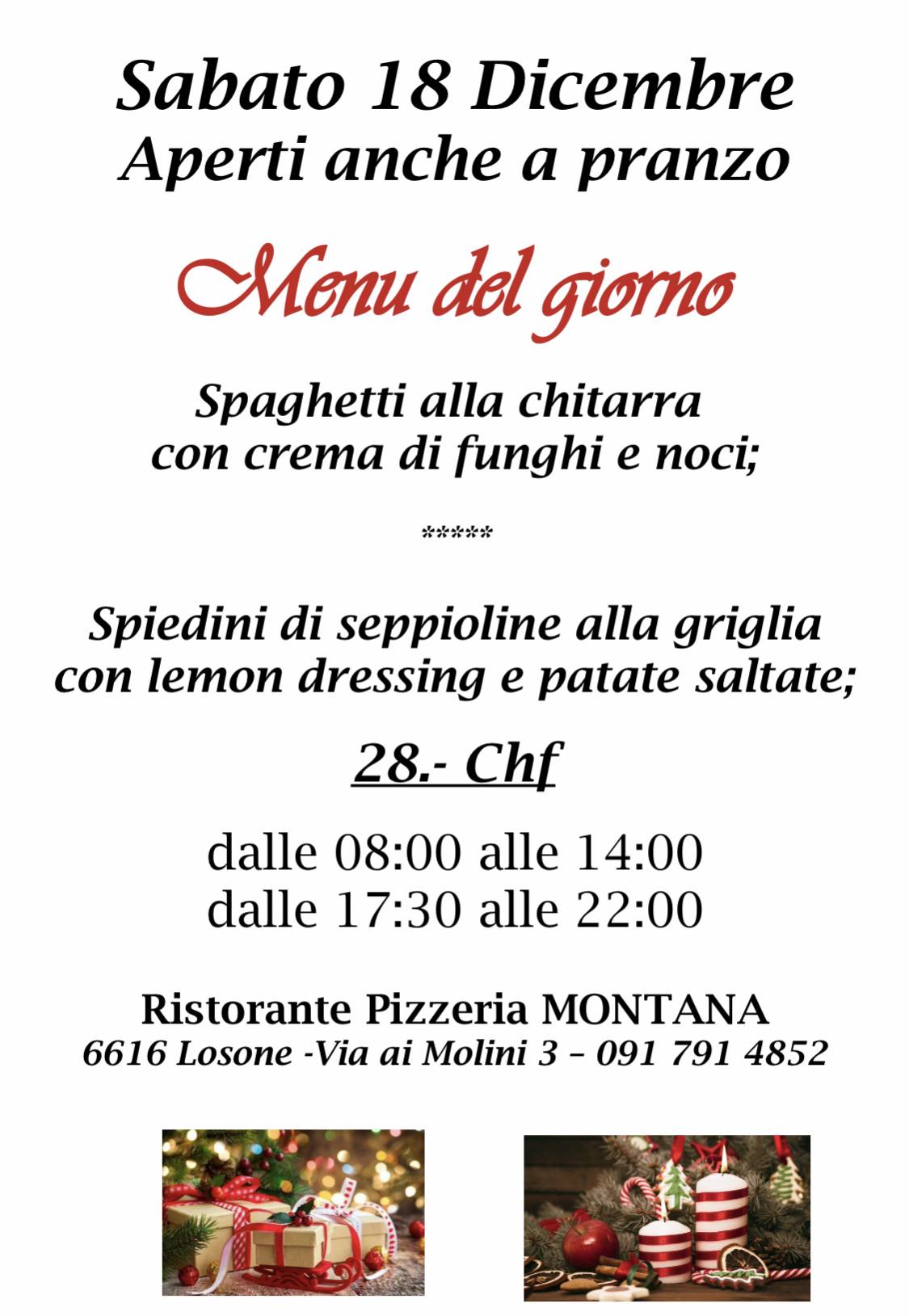 Menu di Ristorante Pizzeria Montana 