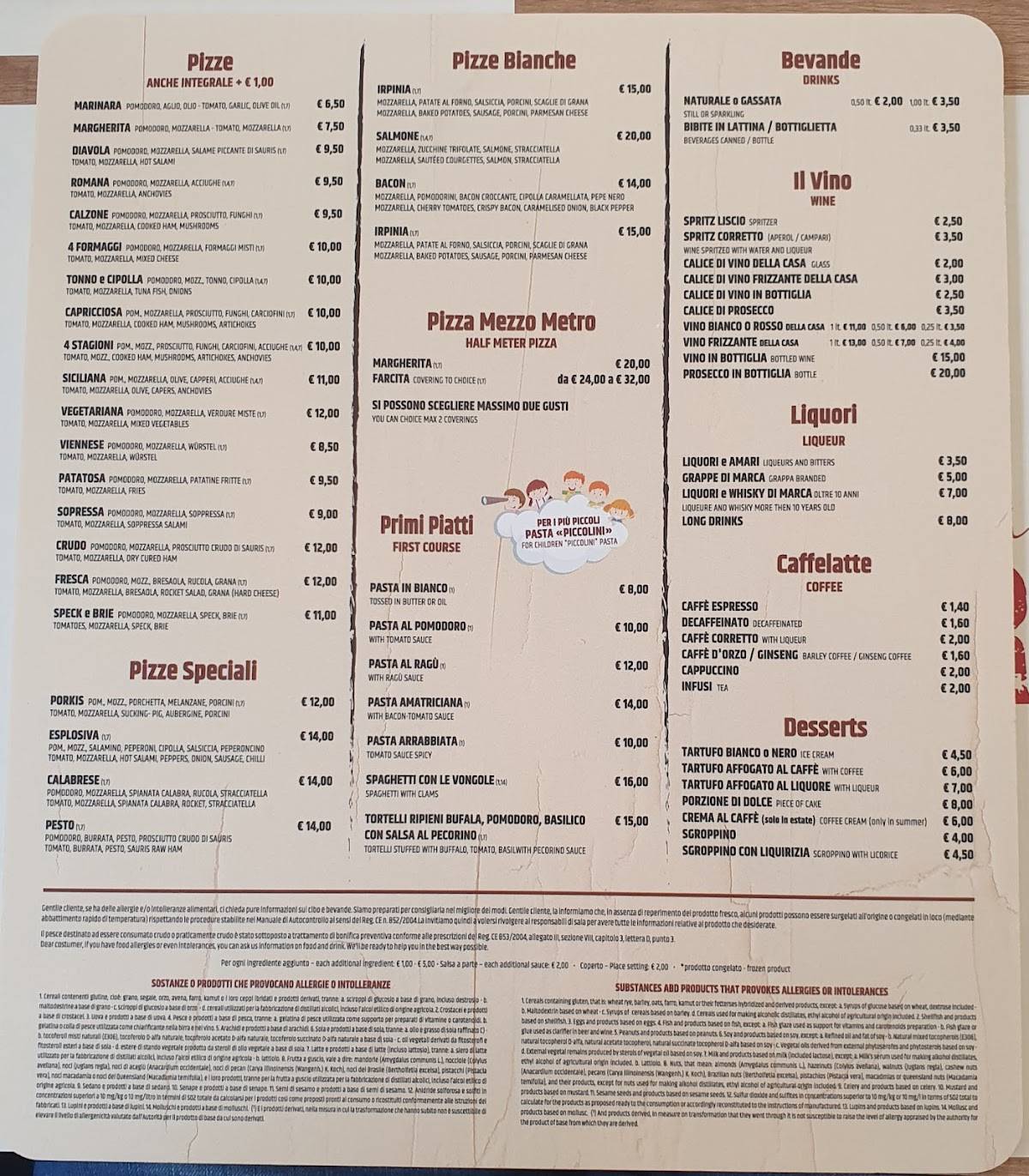 Menu di Ristorante Pizzeria Postier 