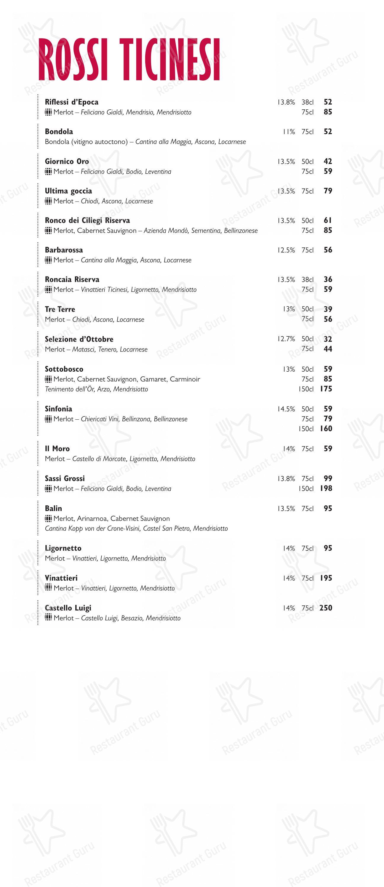 Menu di Ristorante Sensi - Детское