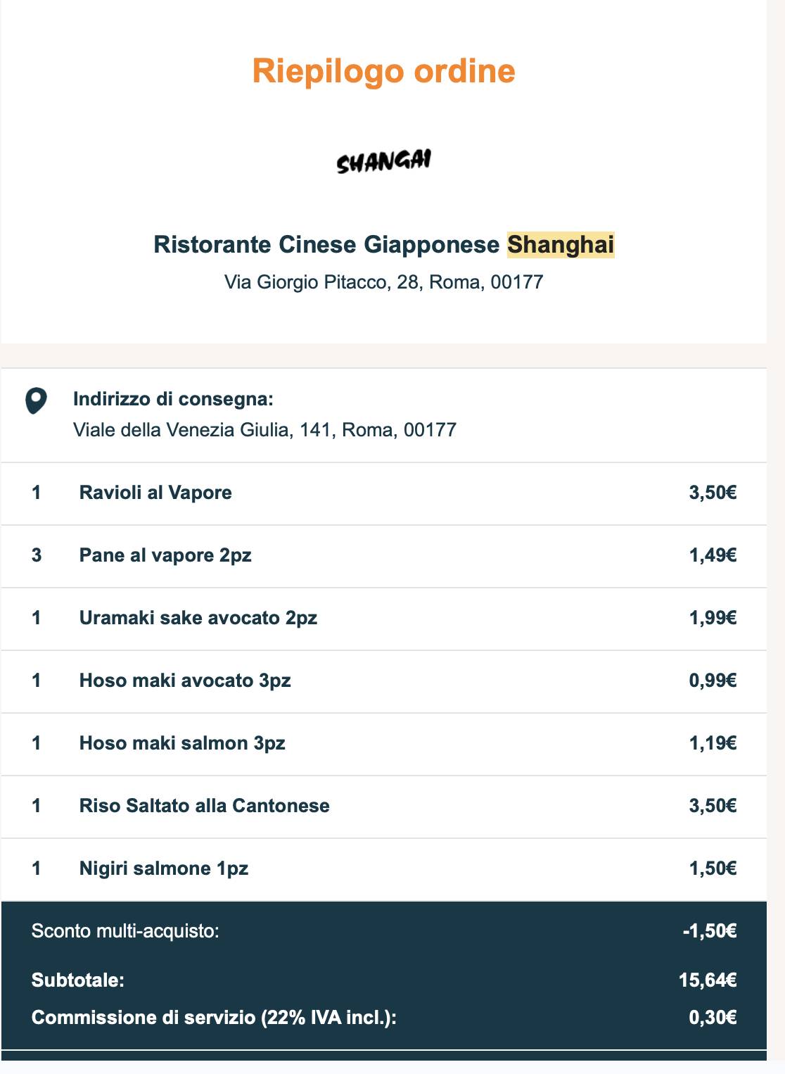Menu di Ristorante Shangai Cucina Cinese E Giapponese Domicilio 