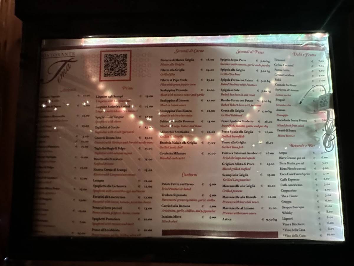 Menu di ristorante tema 