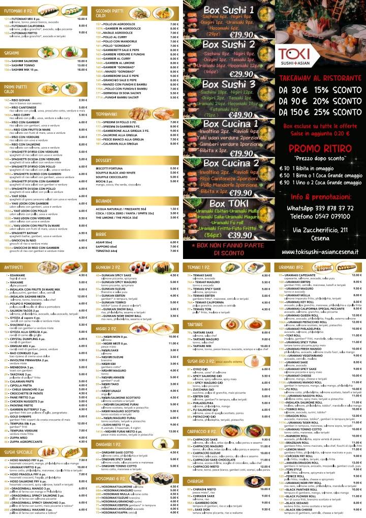 Menu di Ristorante Toki Sushi-Asian Cesena 