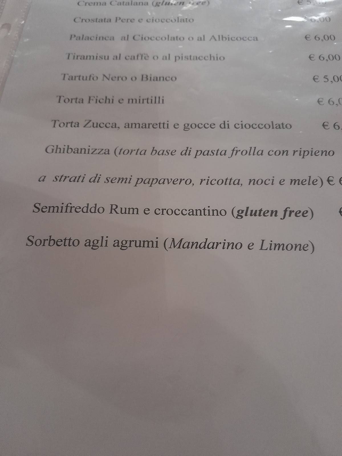 Menu di Bar Trattoria da Quinto 