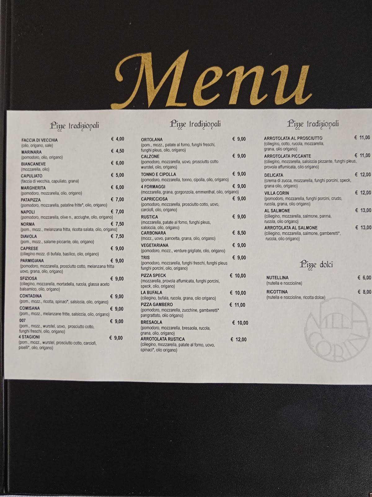 Menu di Ristorante Villa Corin 