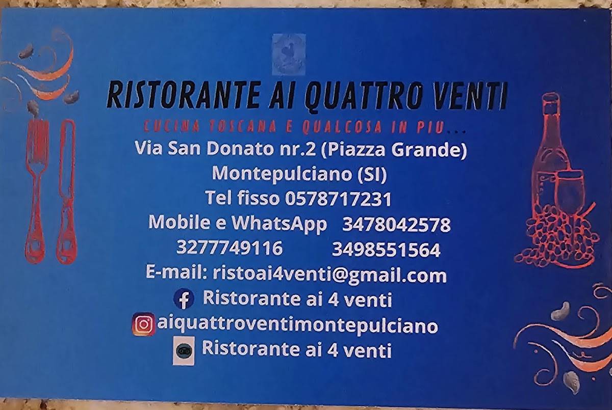 Menu di Ristorante ai 4 Venti 