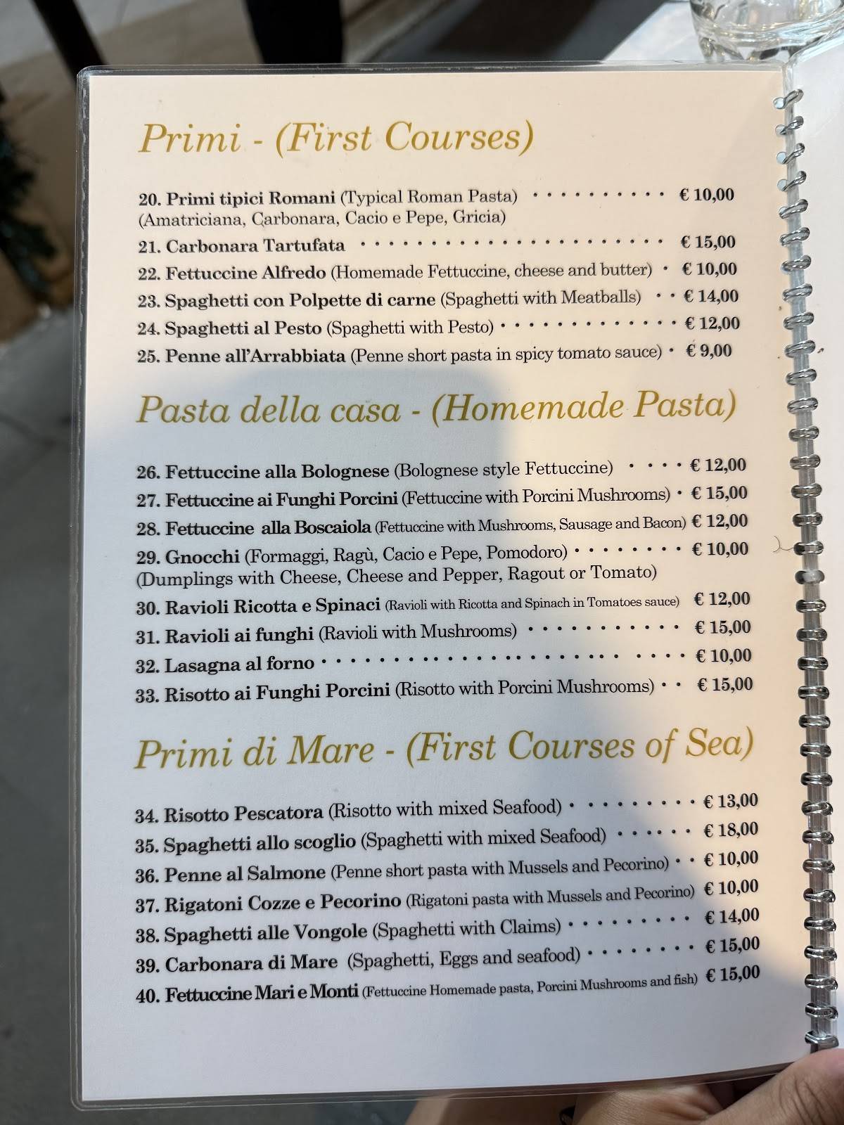 Menu di Ristorante e Pizzeria ''SAPORI DI ROMA'' 