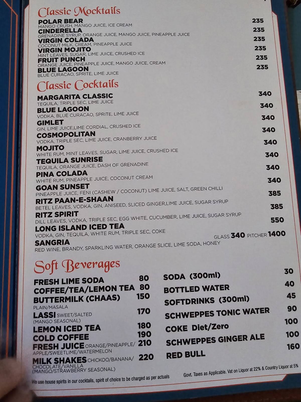 Ritz Classic Margao menu