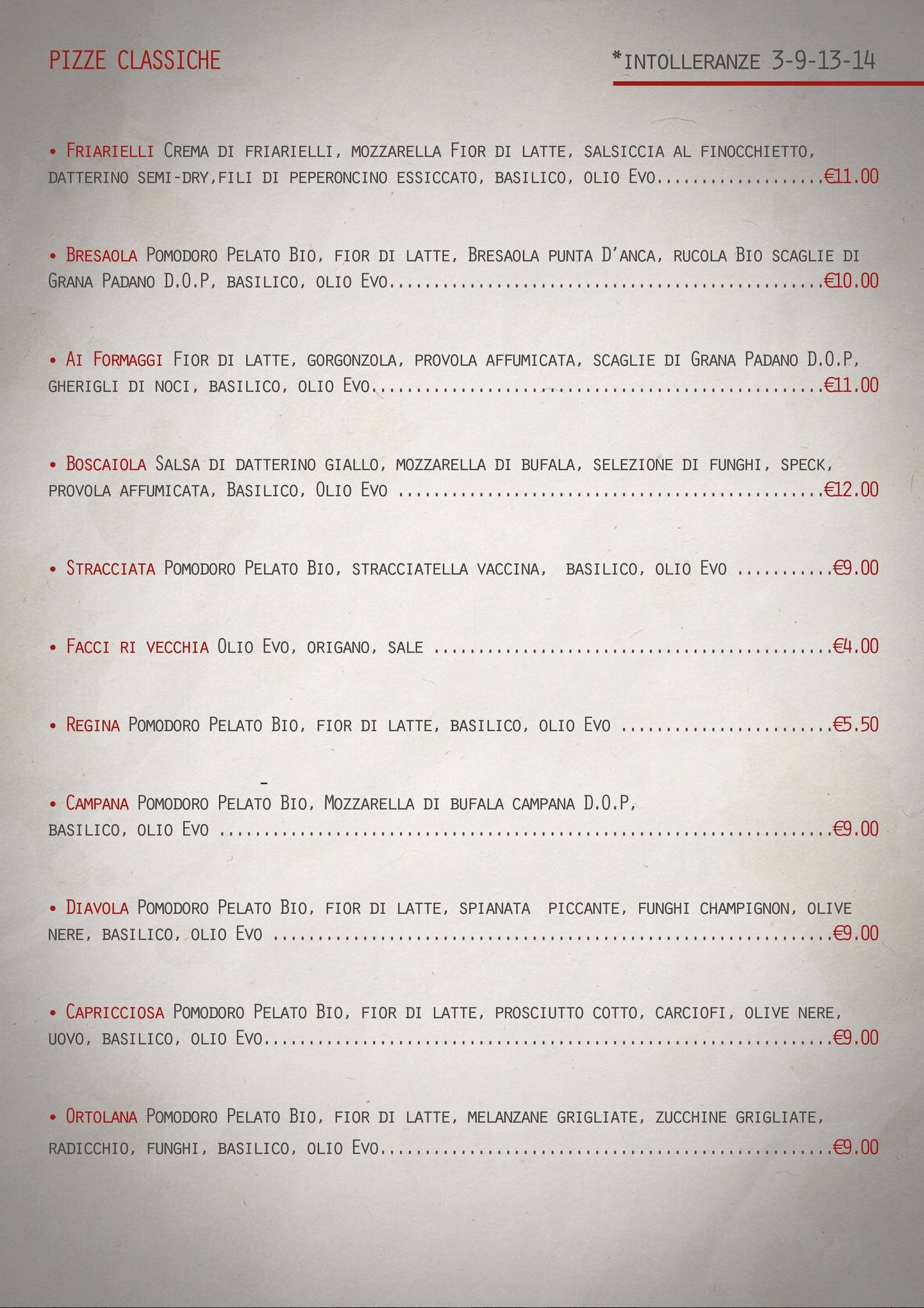 Menu di Riva Baglieri 