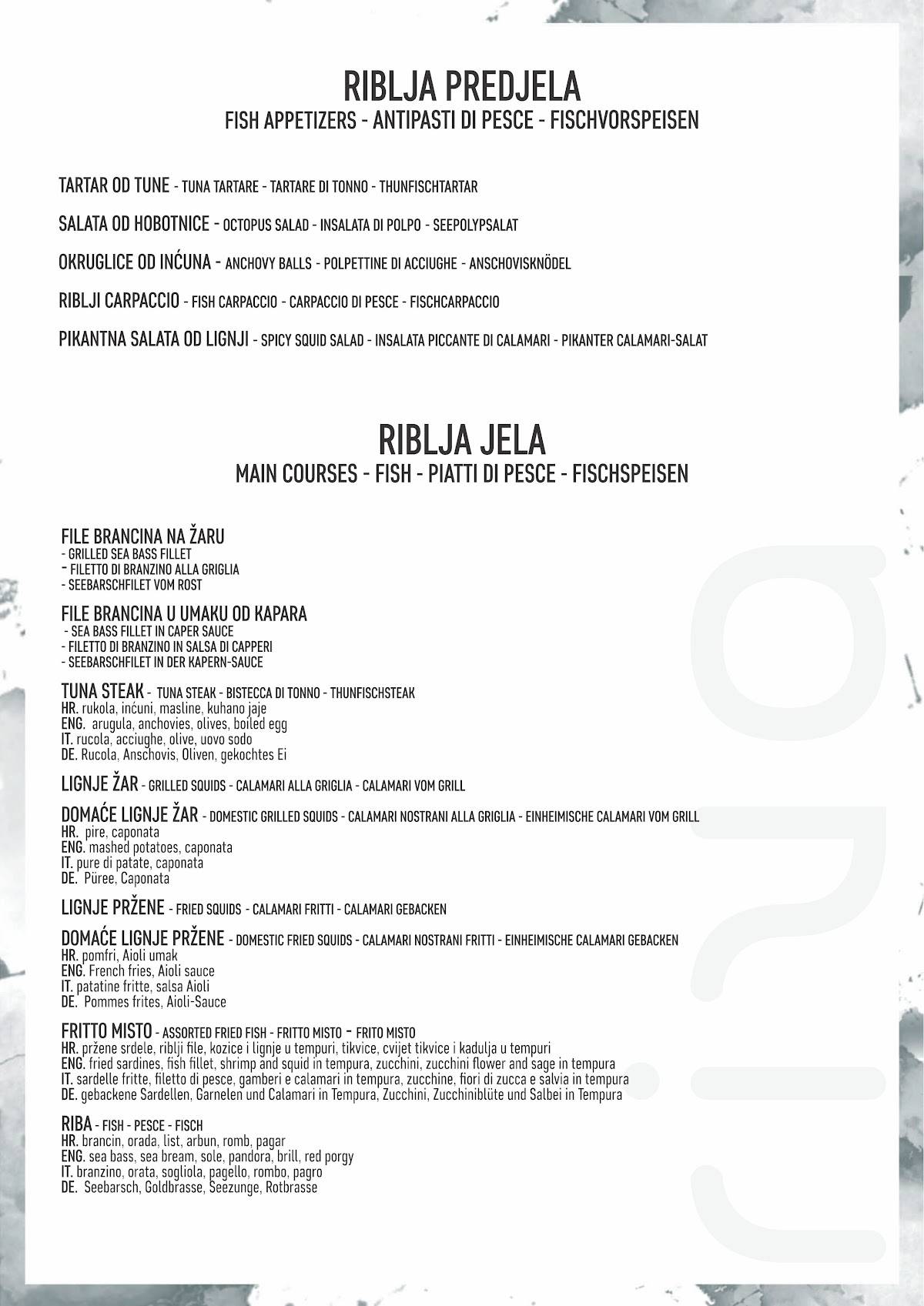 Menu di Riva Bistro (Rovinj) 