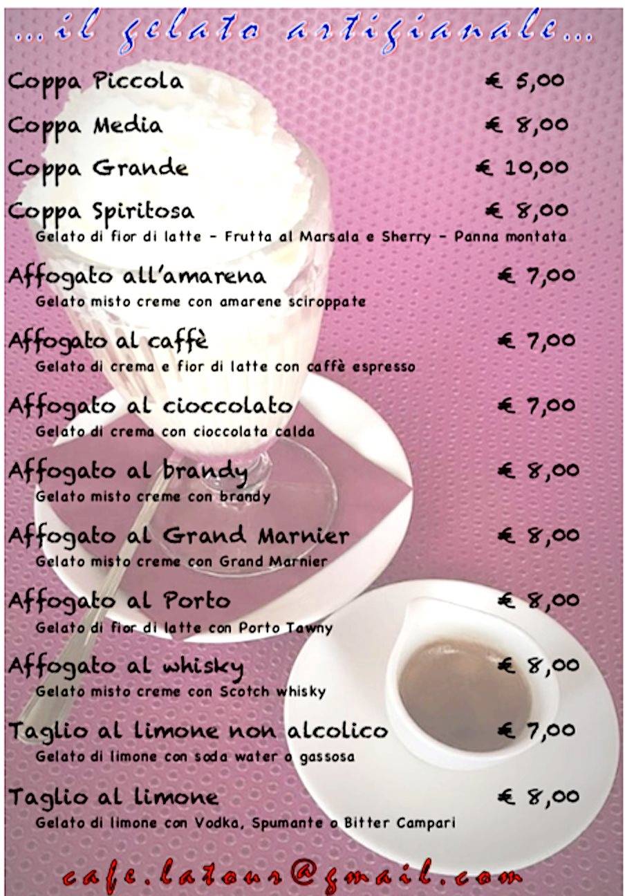 Menu di Cafe' La Tour Di Maurizio Villa & C. Sas 
