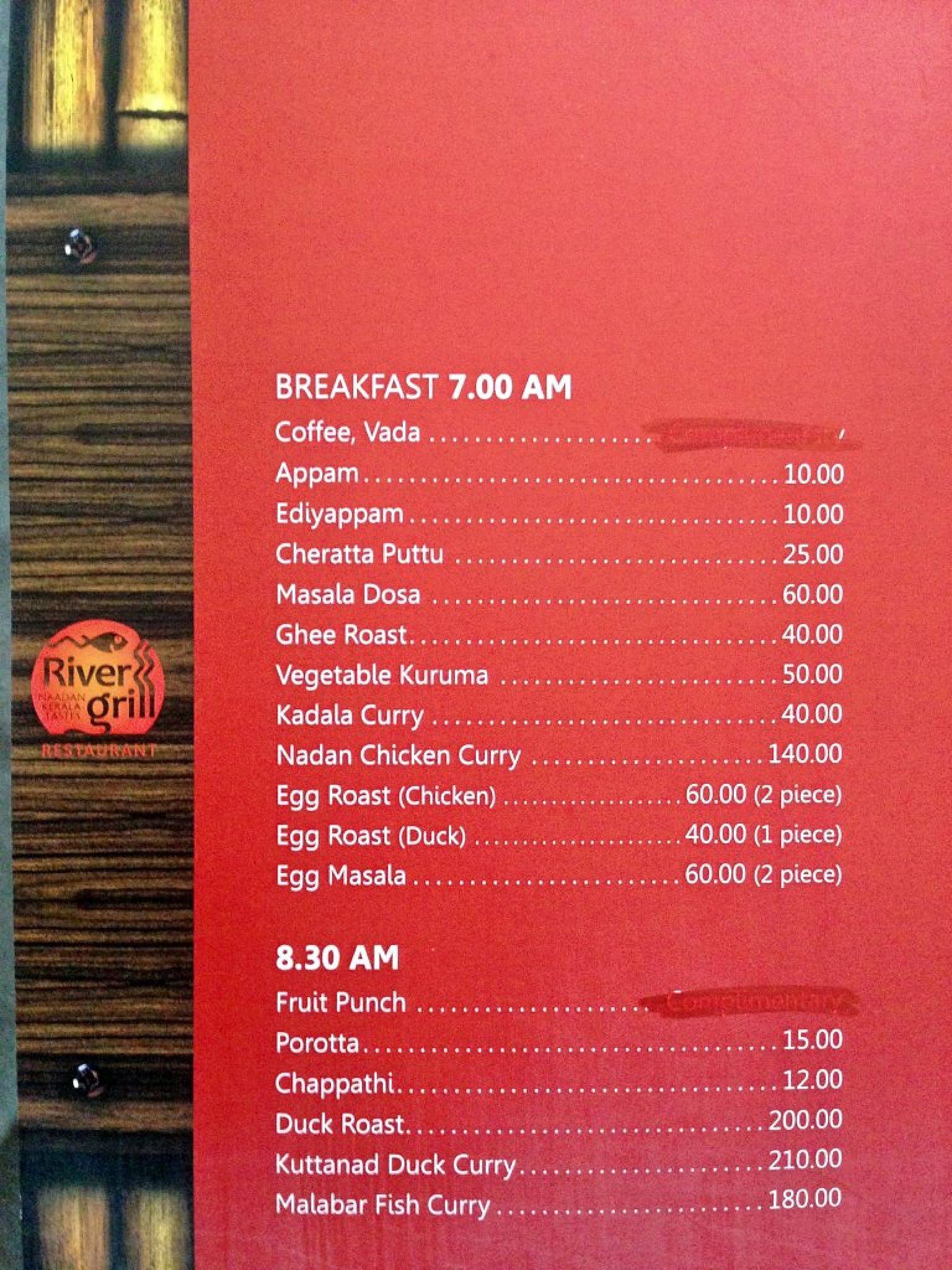 River Grill menu