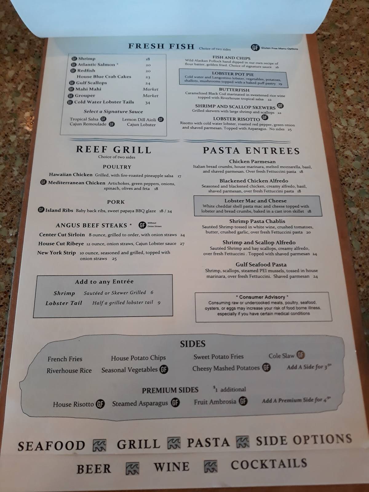 Menu At Riverhouse Waterfront Restaurant Palmetto