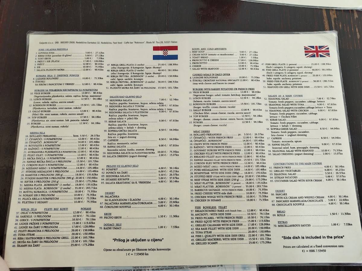 Menu de Robinson