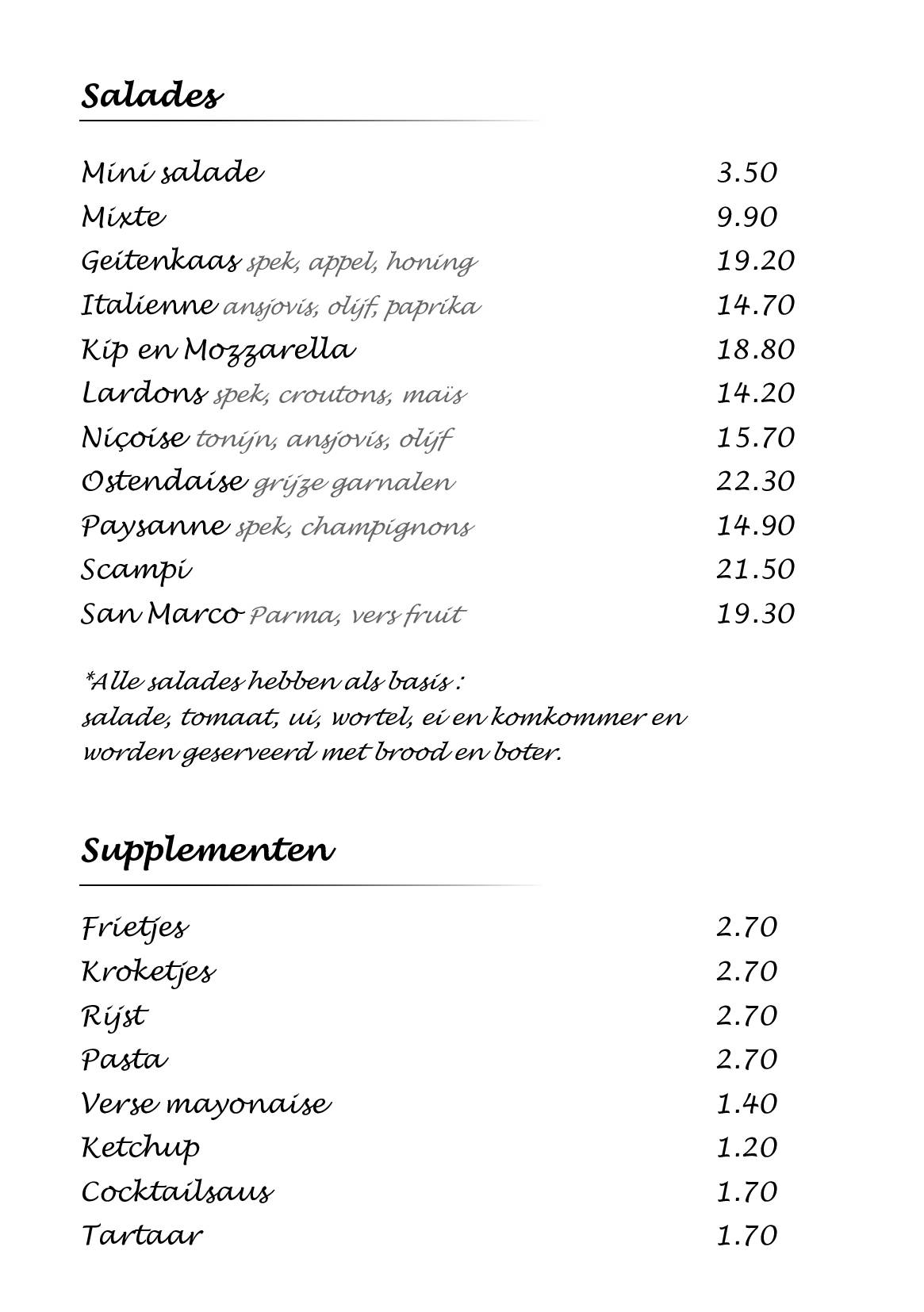 Menu de San Marco Roeselare