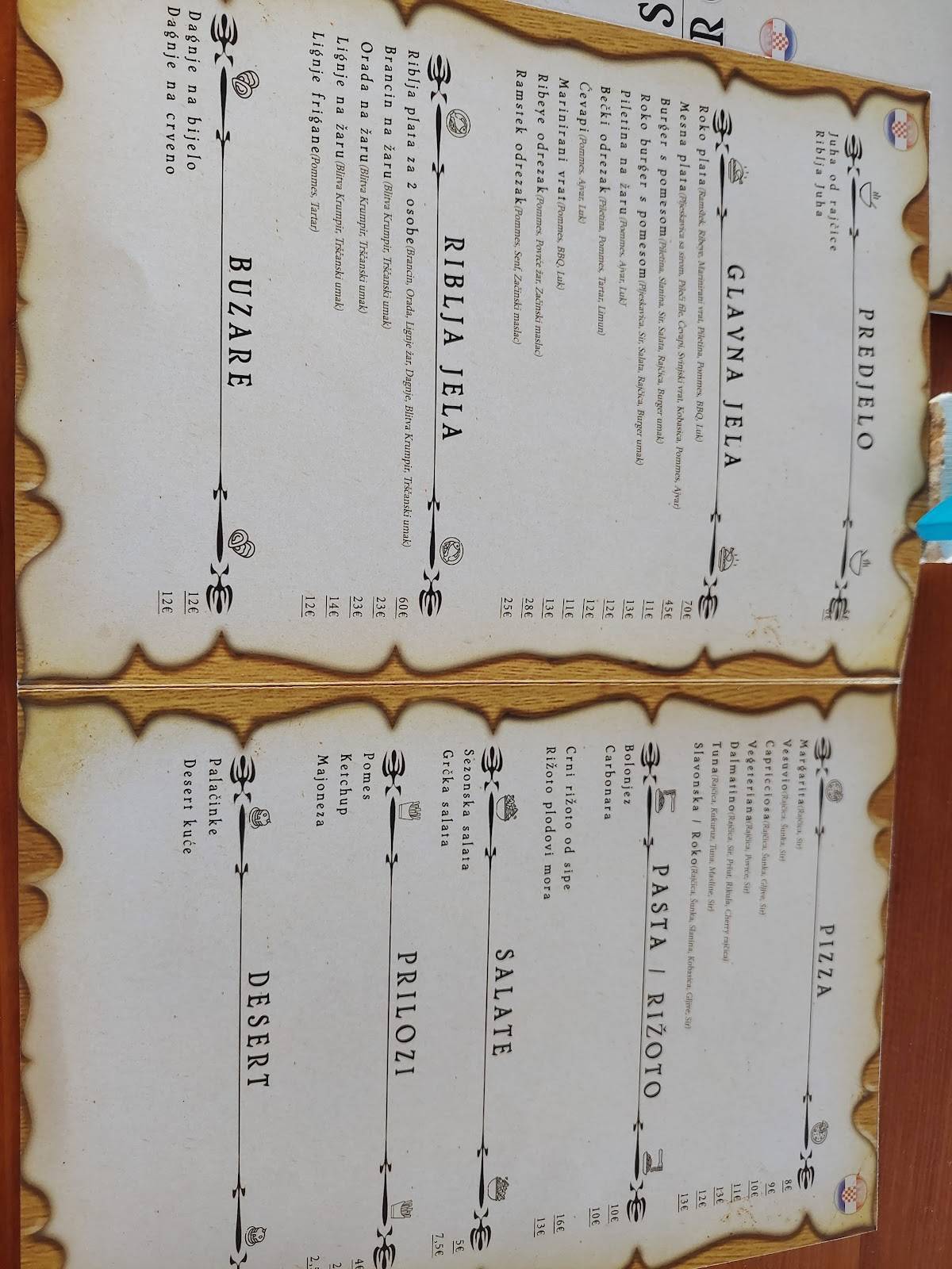 Menu di Roko Grill & Pizza 