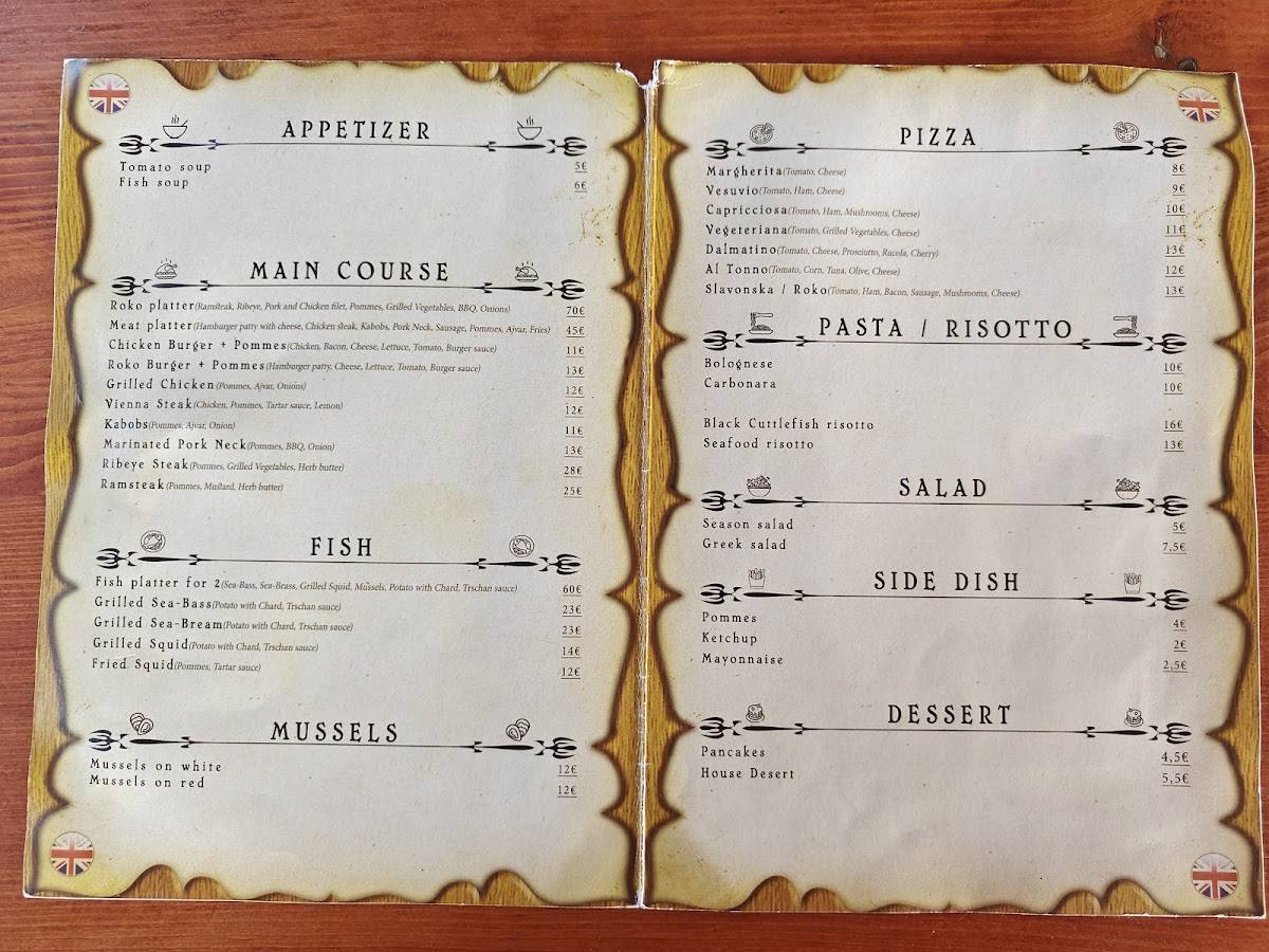 Menu di Roko Grill & Pizza 