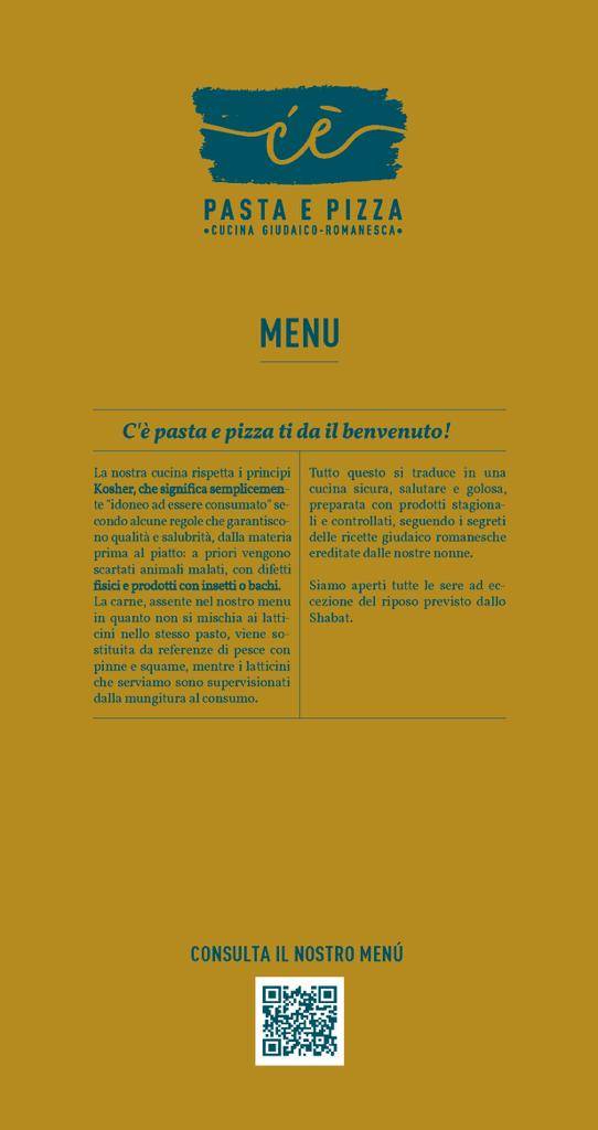 Menu di C'è Pasta e Pizza - Kosher 