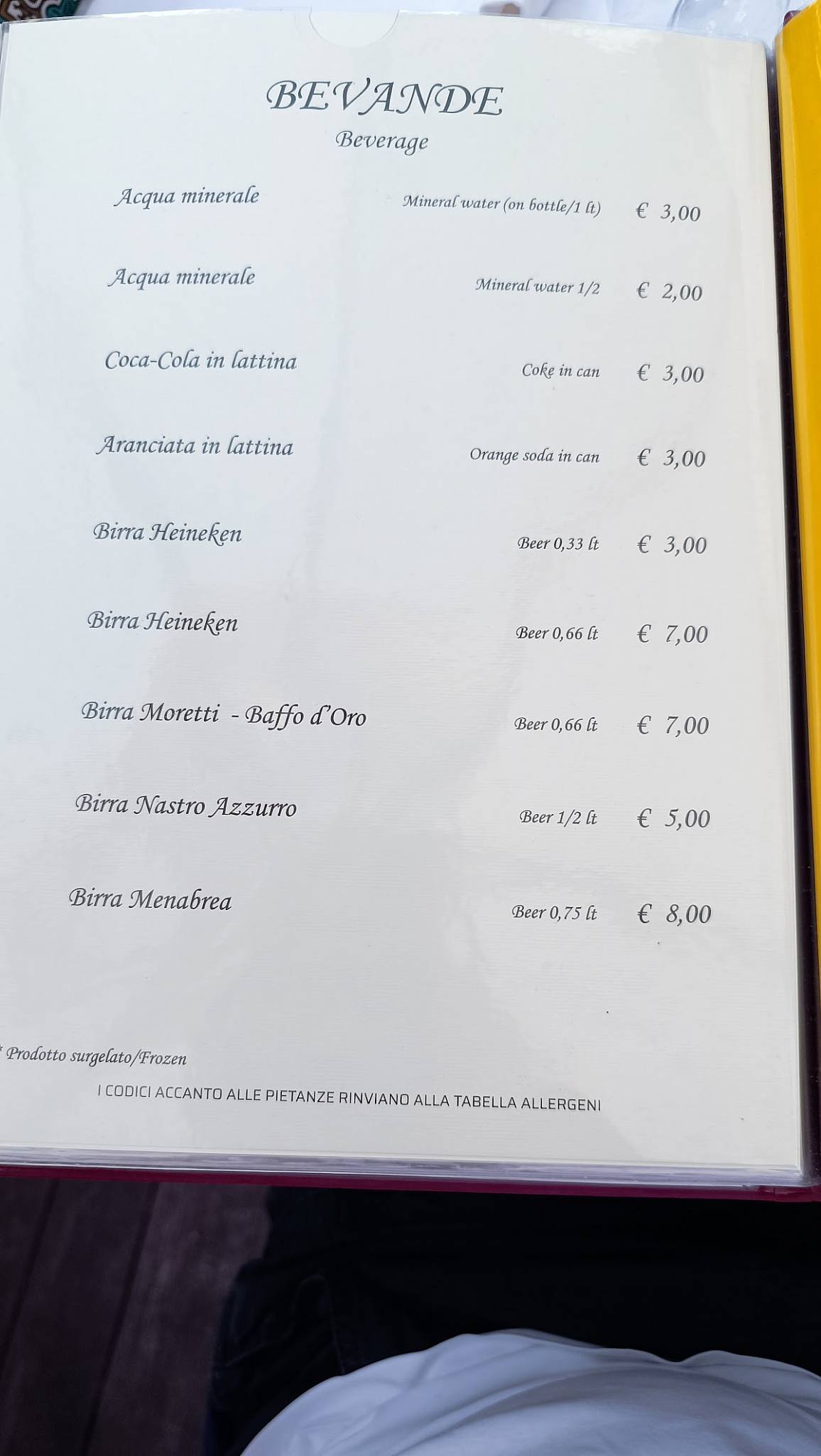 Menu di Hostaria da Tesone 