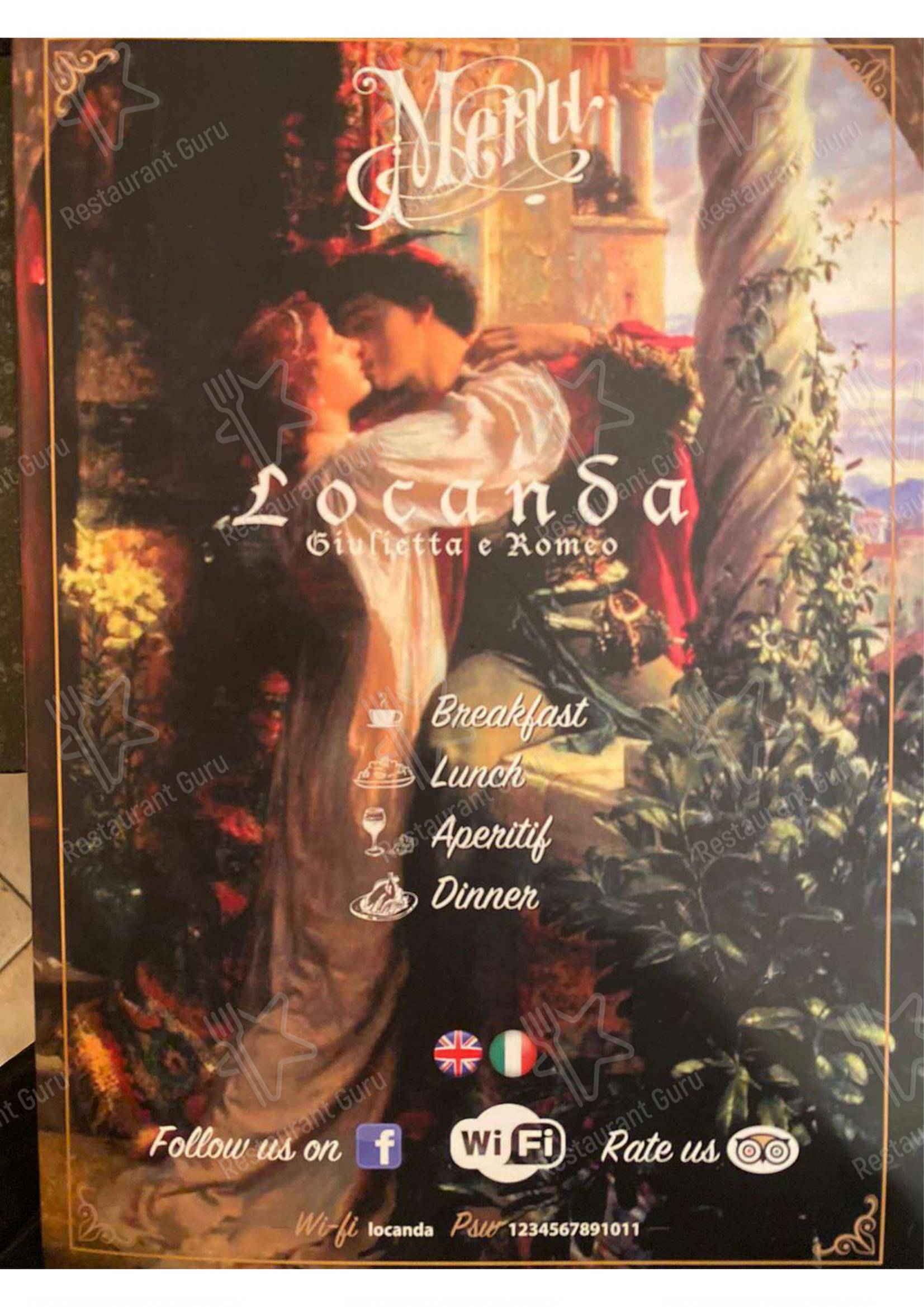 Locanda Giulietta e Romeo dans Rome - Menu