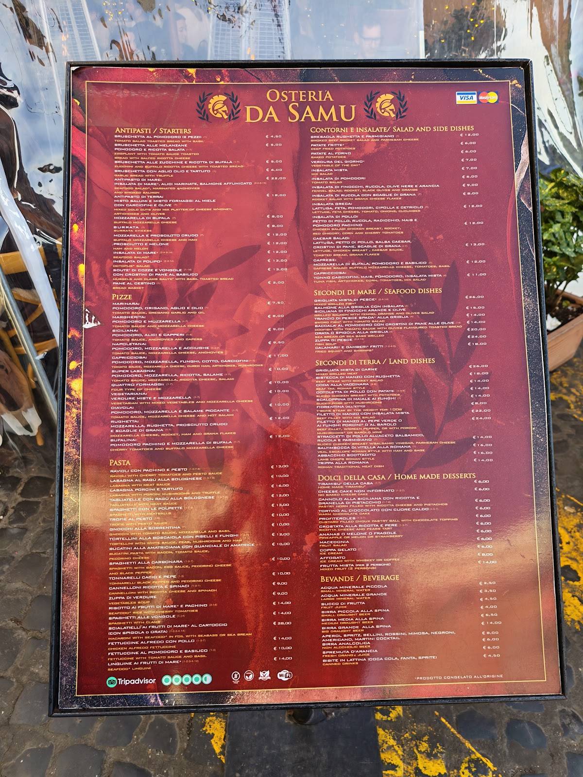 Menu di OSTERIA DA SAMU 
