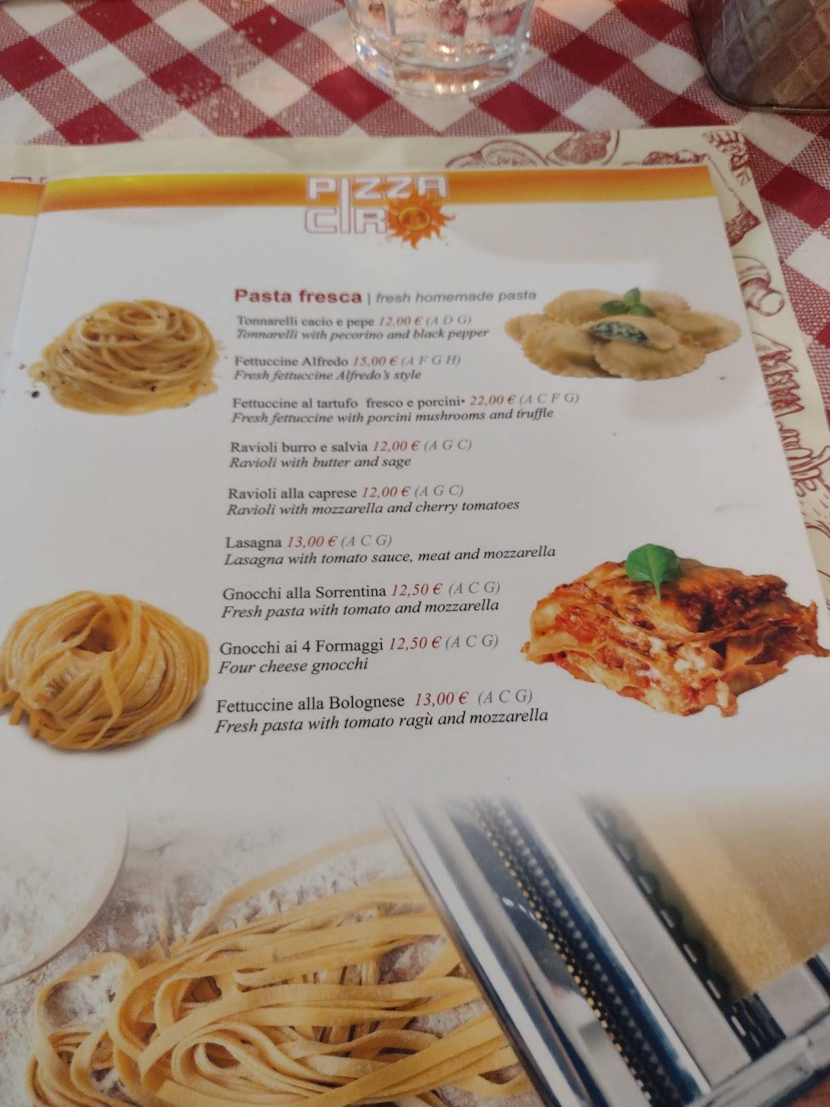 Menu di Pizza Ciro 