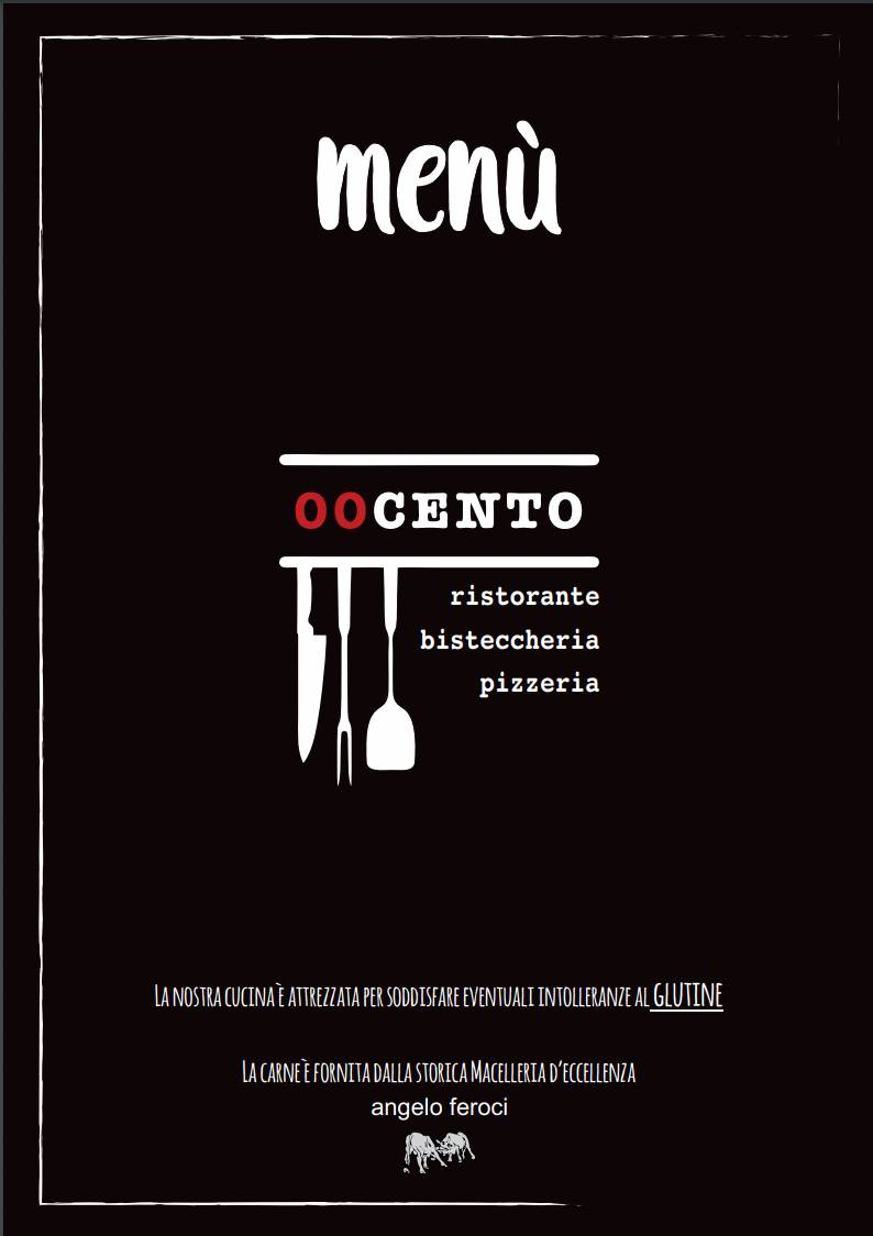 Menu di Ristorante pizzeria bisteccheria 00cento Porta di Roma 
