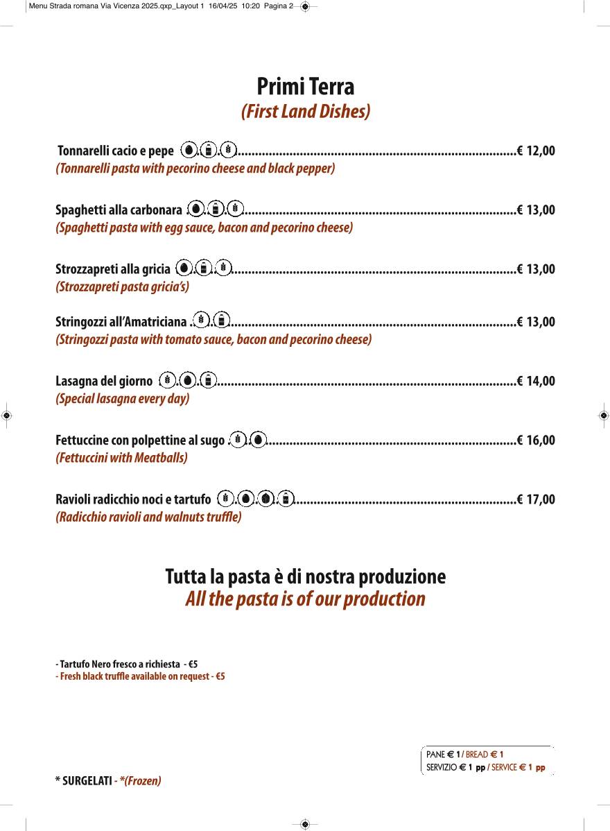 Menu di STRADAROMANA Restaurant 