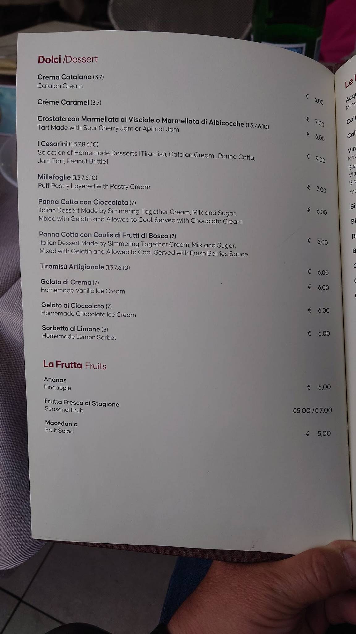 Menu de Trattoria Da Cesare al Casaletto