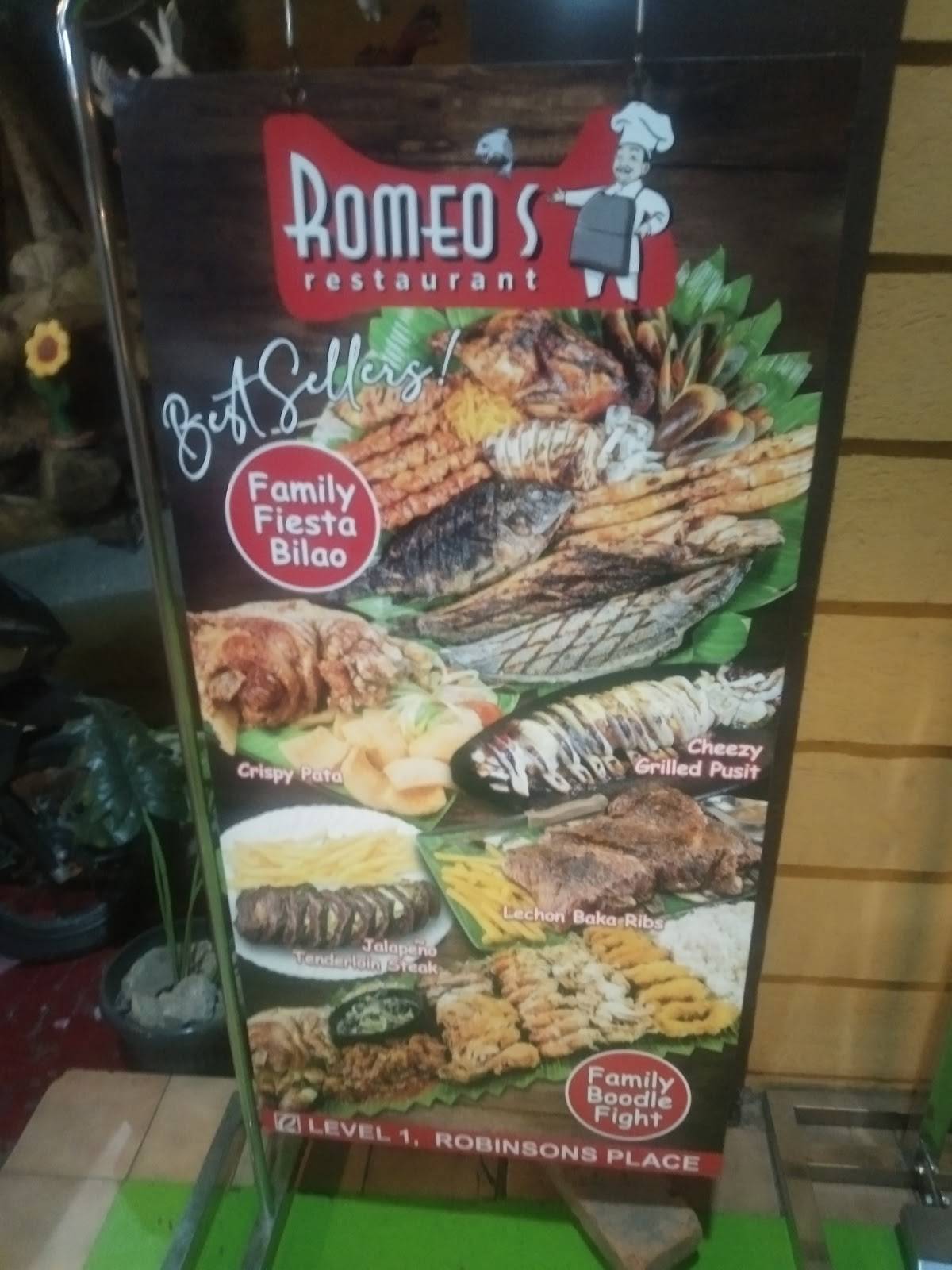 Menu at Romeo's Restaurant Sumulong Highway Antipolo, Antipolo