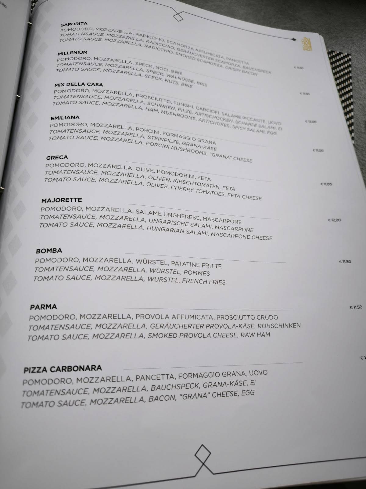 Menu di Roemerkeller Lagundo 