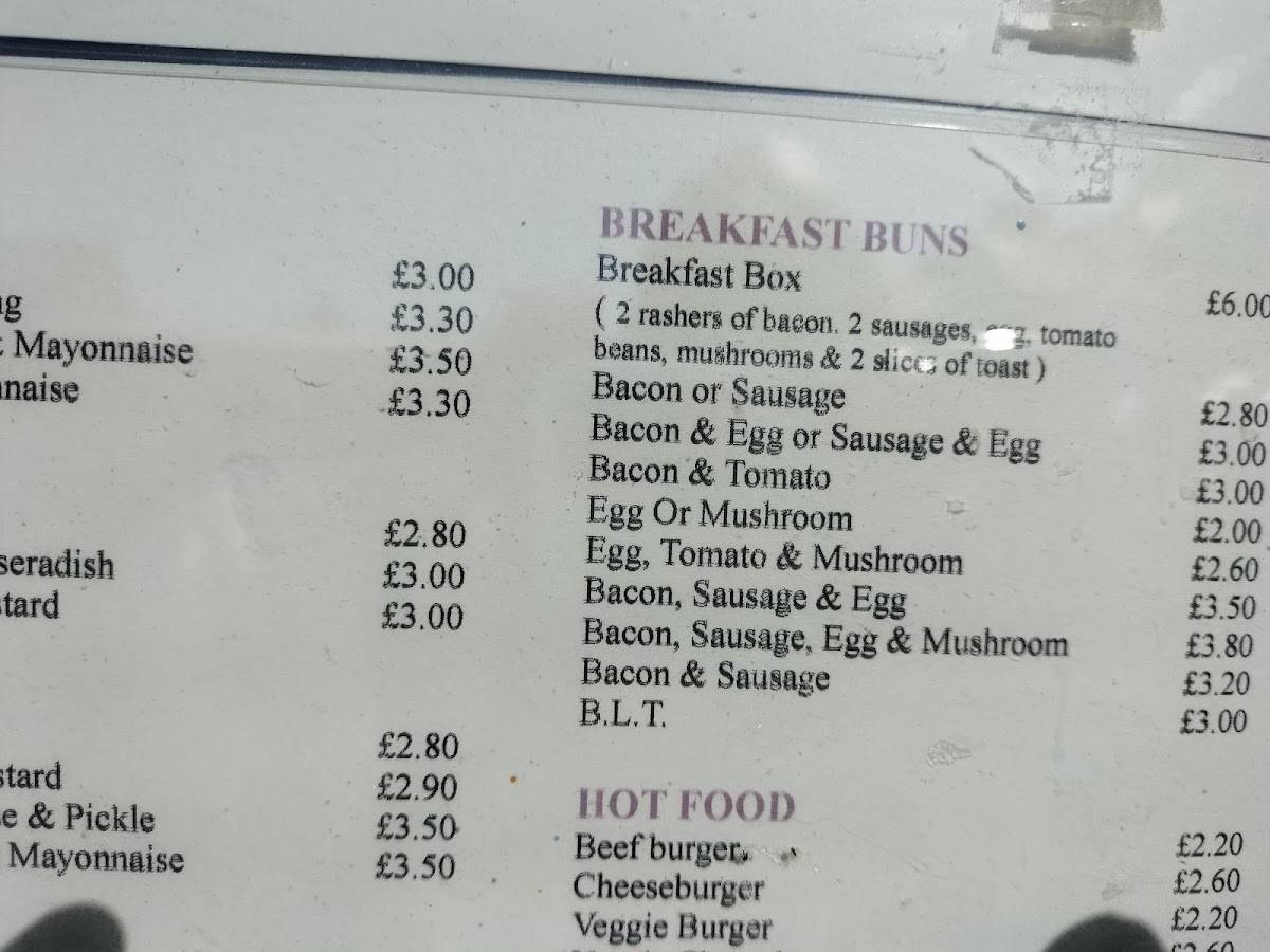 Menu at Bosun's Locker cafe, Roose