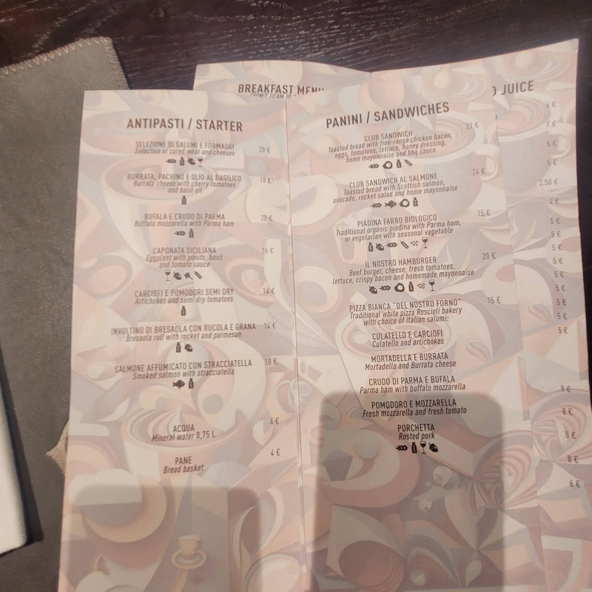 Menu di Roscioli Caffè 
