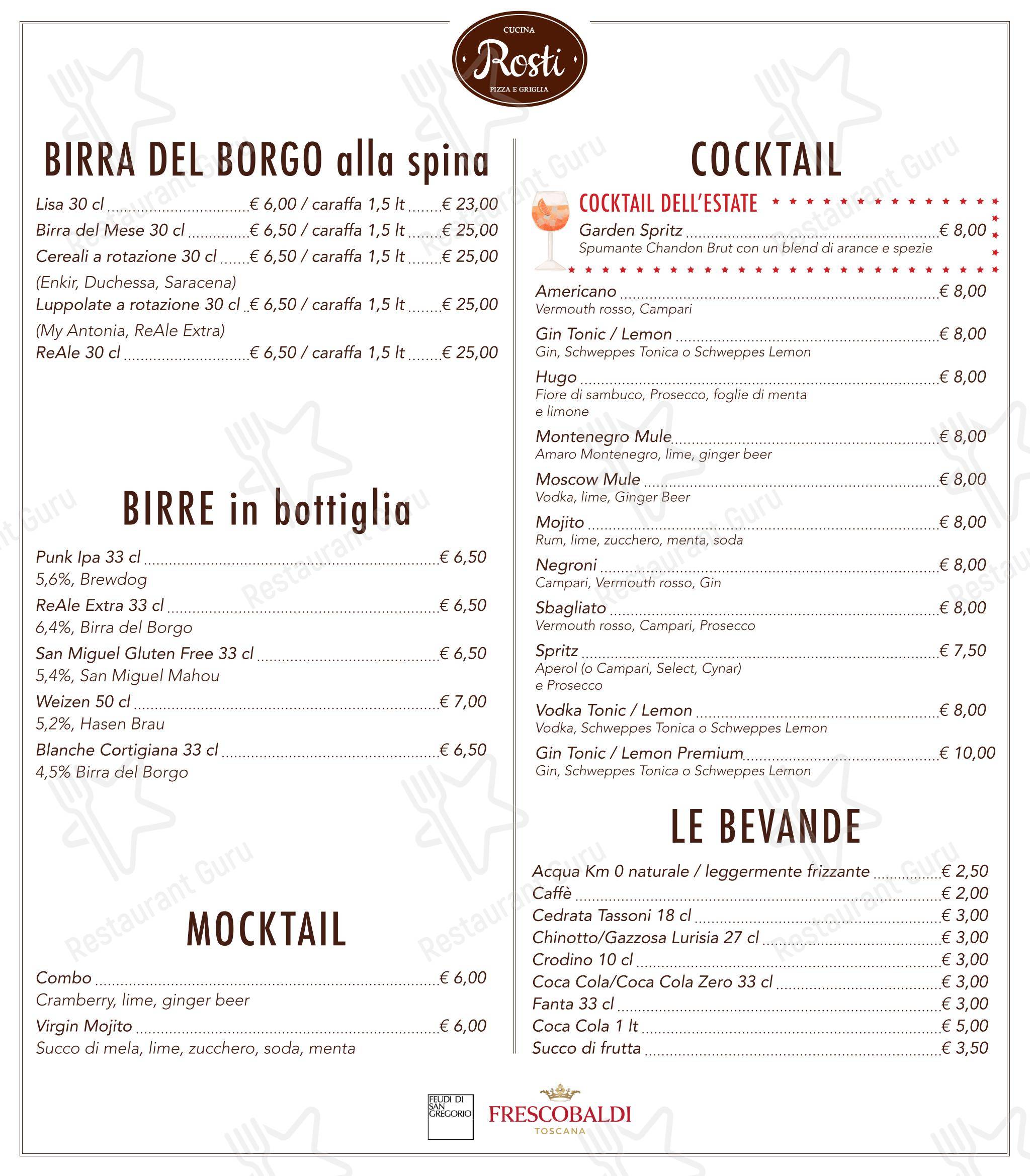 Menu di Rosti al Pigneto Ristorante Pizzeria - Детское