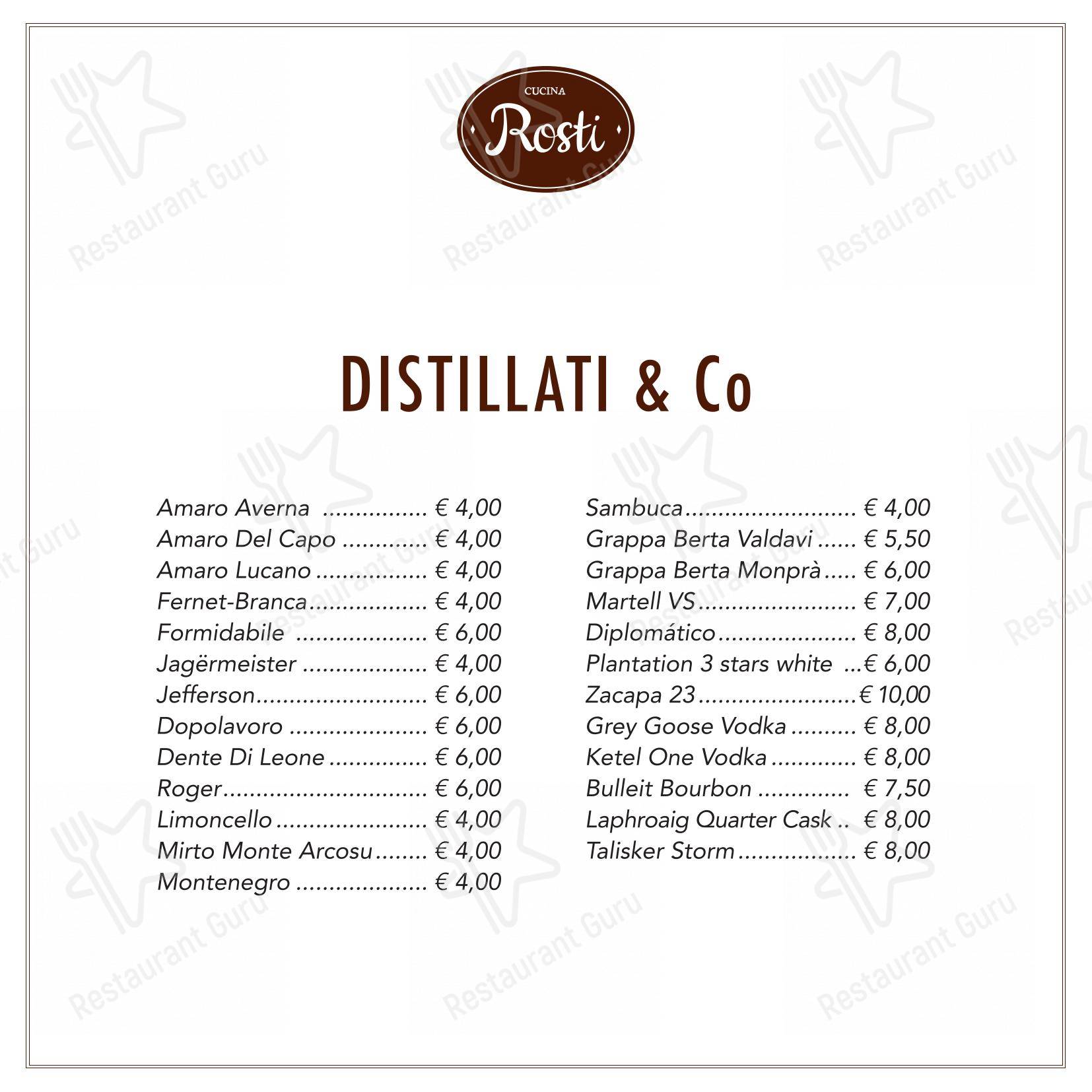 Основное меню per Rosti al Pigneto Ristorante Pizzeria ristorante