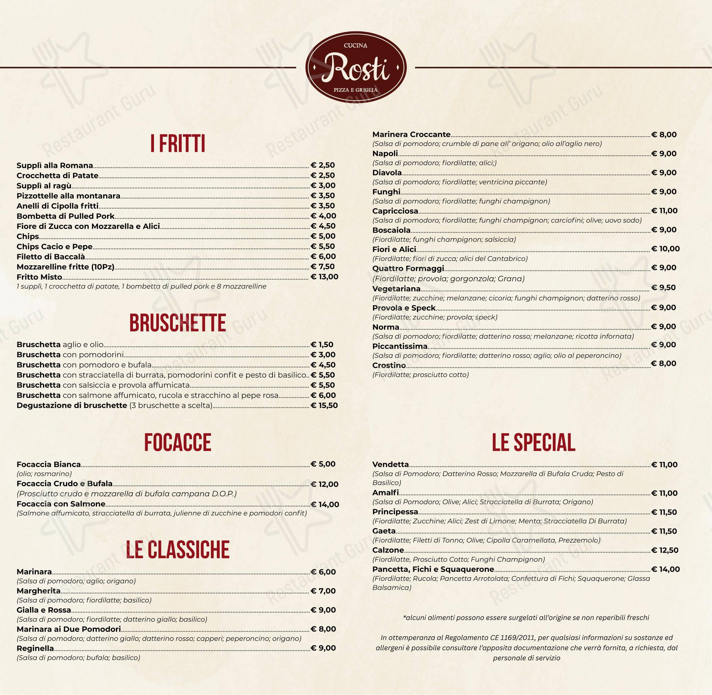 菜单 per Rosti al Pigneto Ristorante Pizzeria in Roma