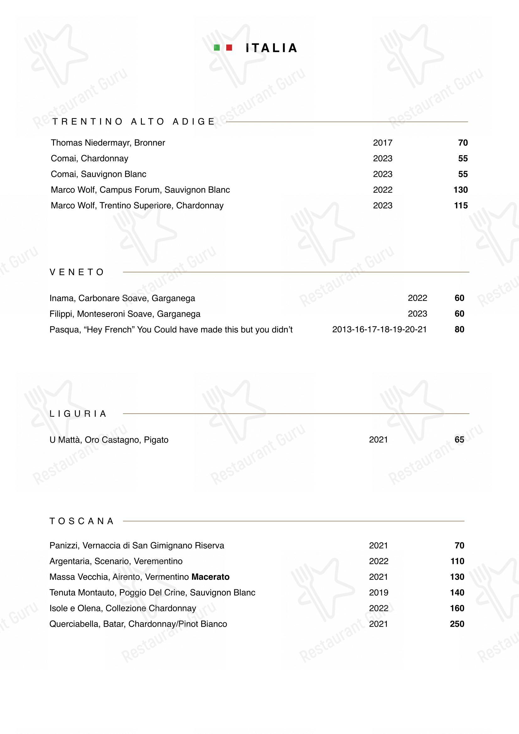 Основное меню per Roteo ristorante
