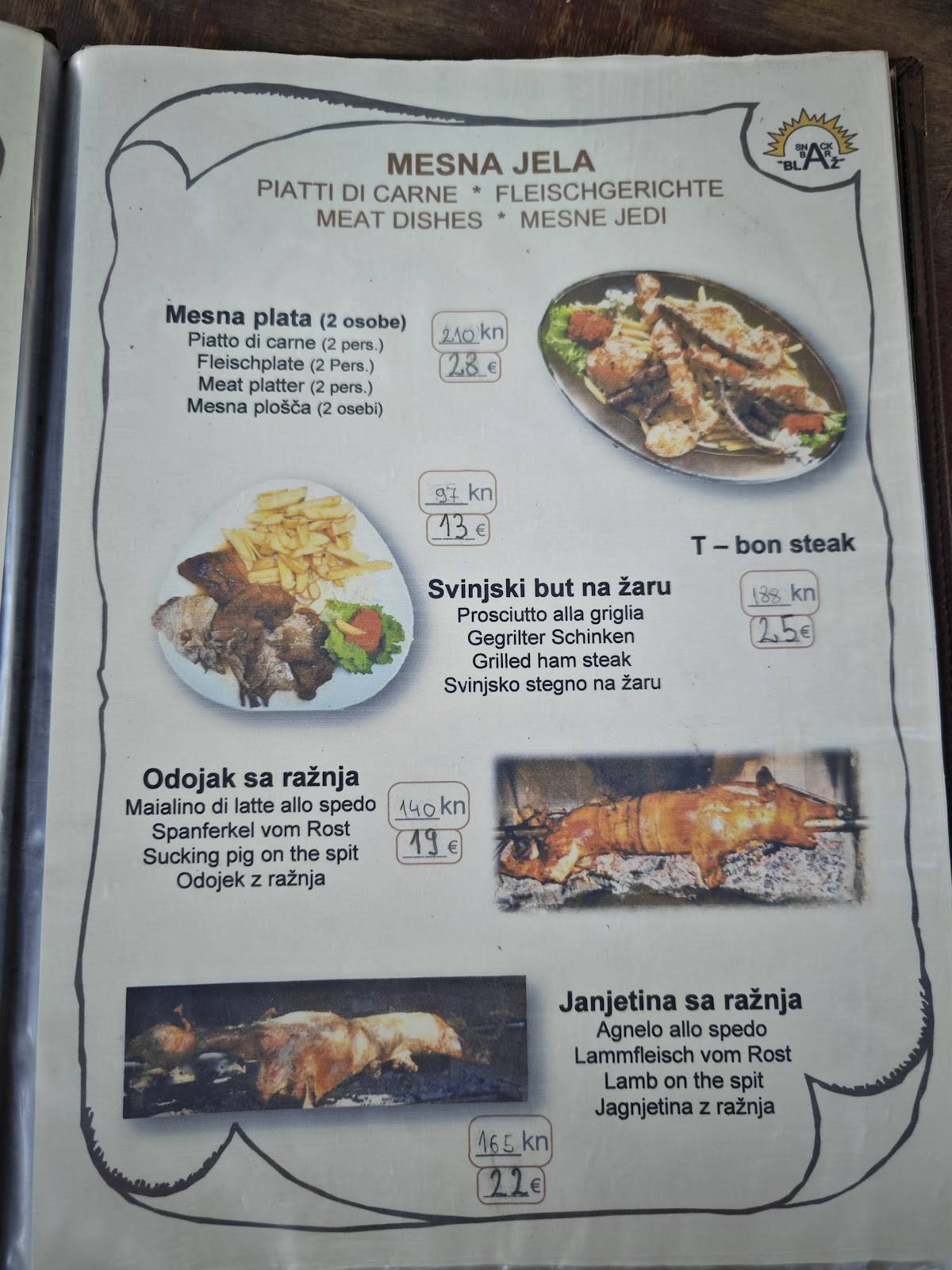 Menu di Snack Bar Blaž 