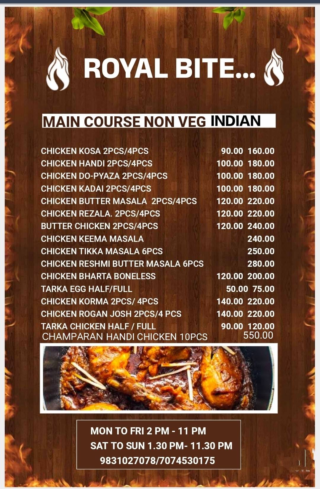 Royal Bite menu