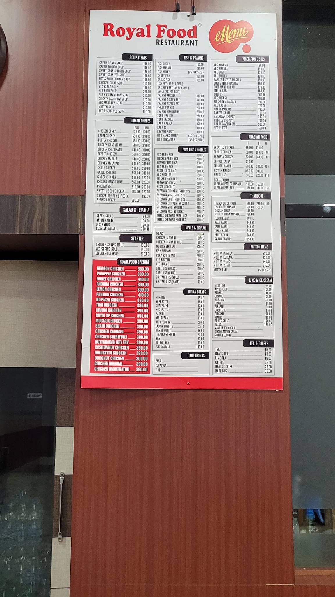 Royal Food Restaurant menu