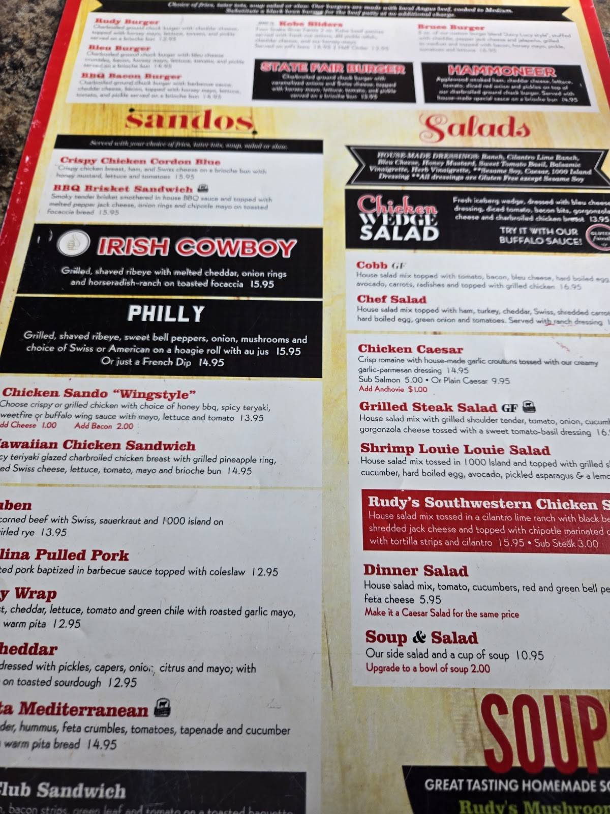Menu at Rudy's Pub & Grill, Meridian, E Overland Rd #150