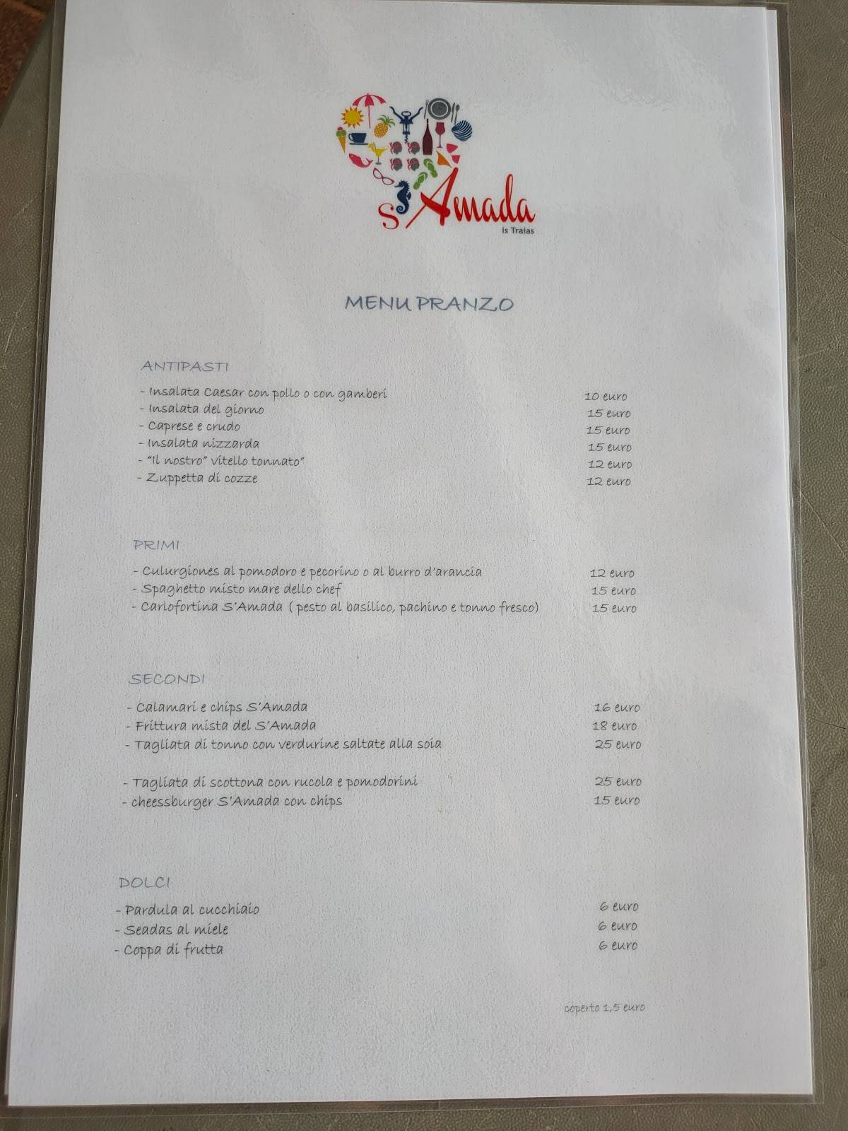Menu di S’Amada 