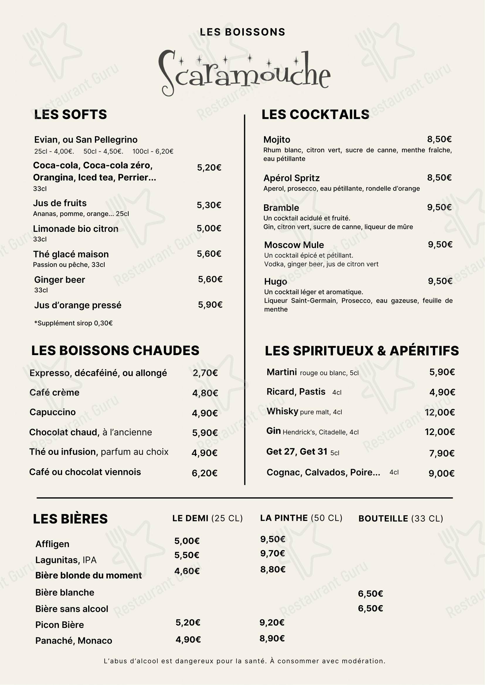 SCARAMOUCHE dans Clichy - Menu