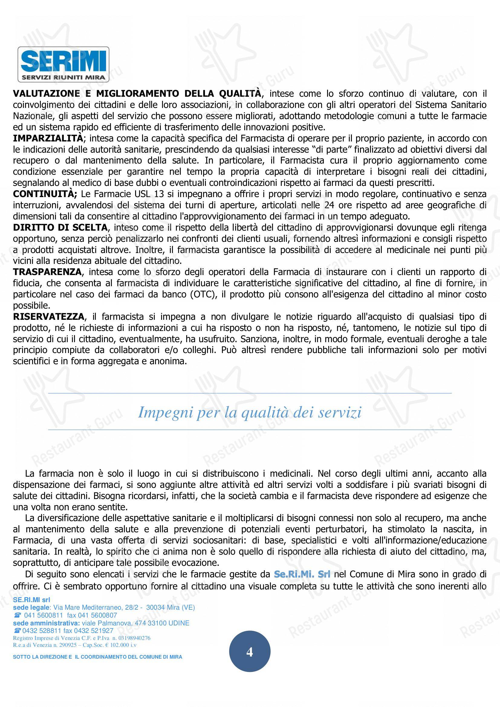 At Home Catering Menu per SERIMI ristorante