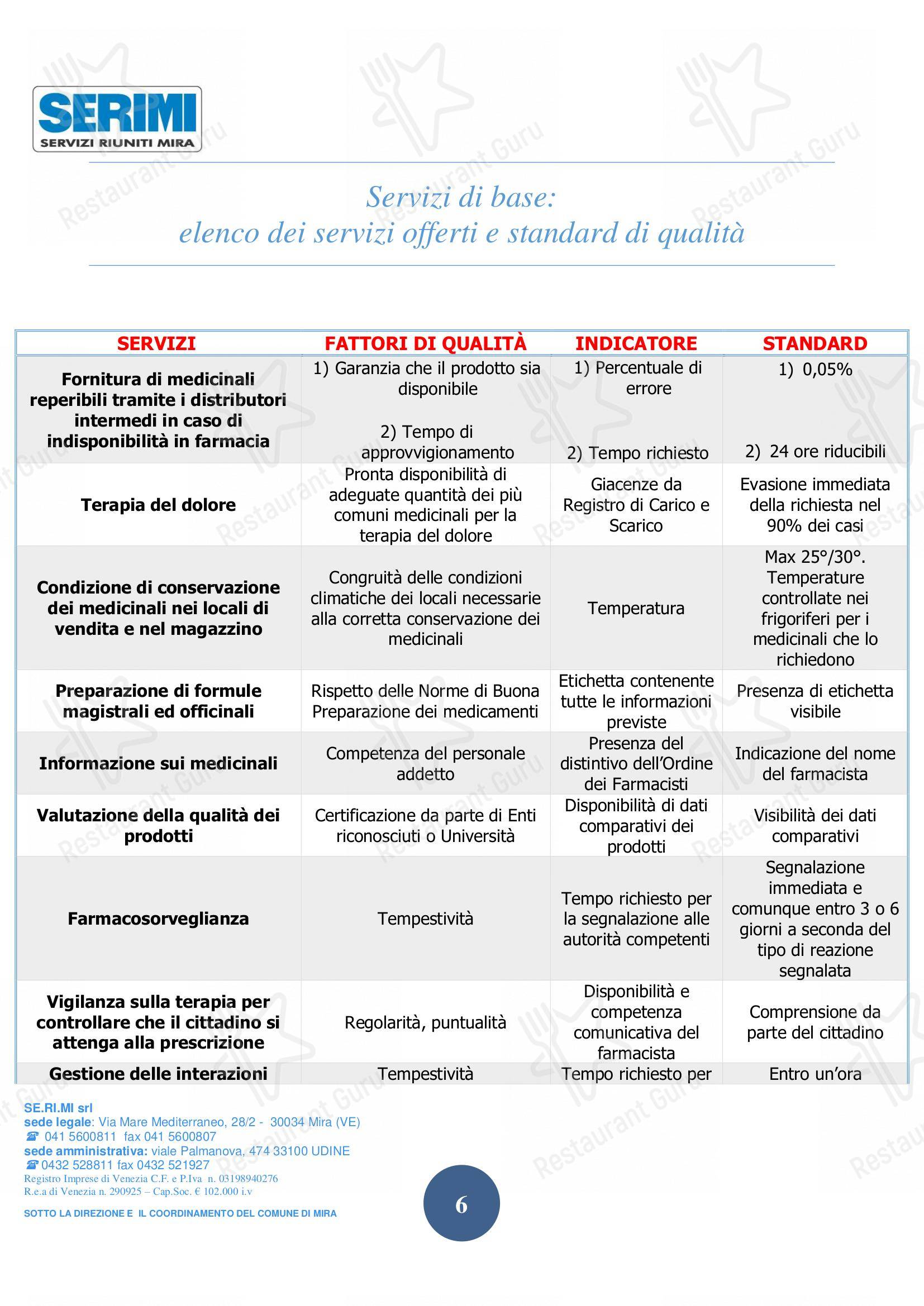 At Home Catering Menu per SERIMI ristorante