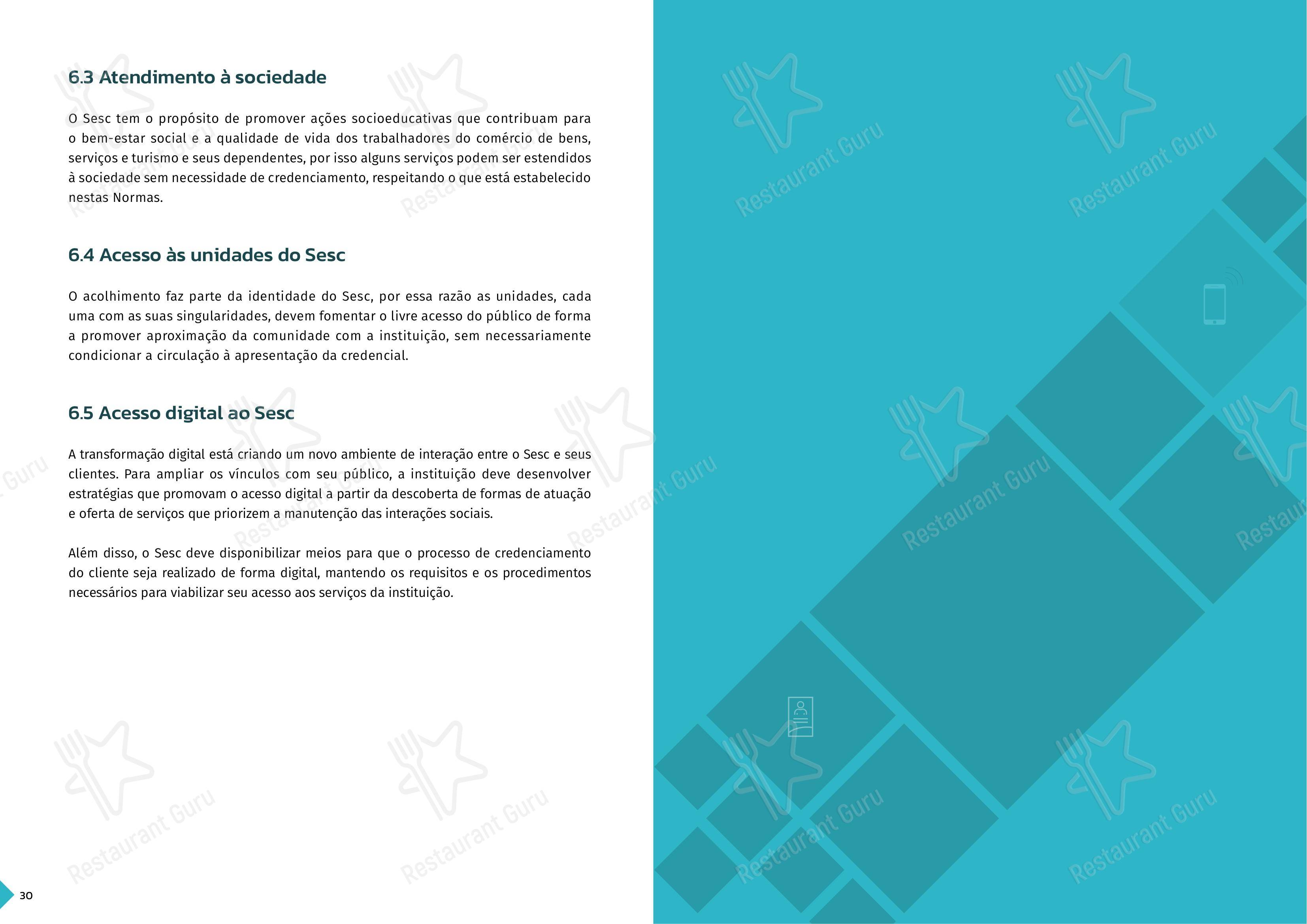 SESC Centro Histórico em Porto Alegre - 菜单