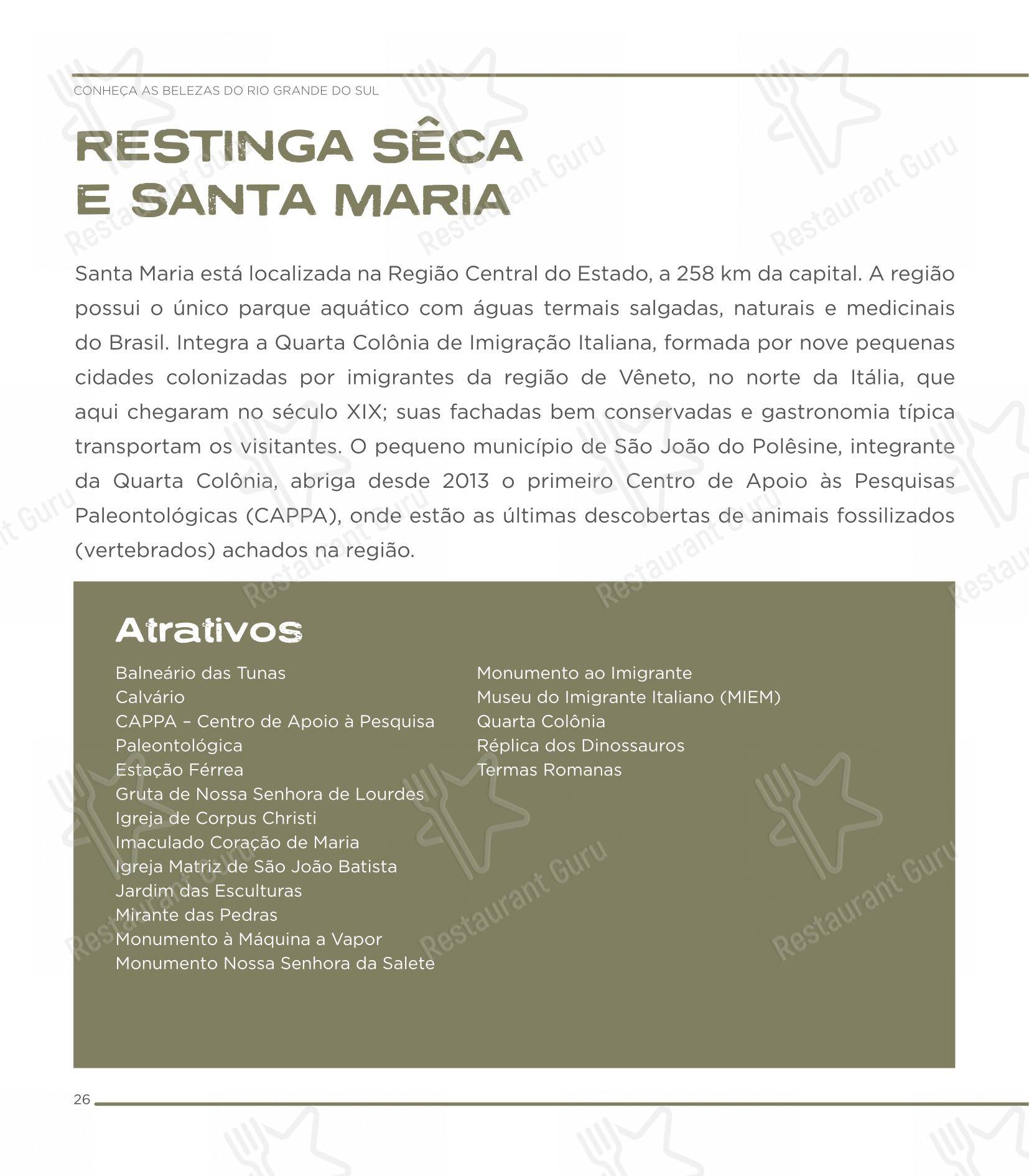 Основное меню para SESC Centro Histórico restaurante