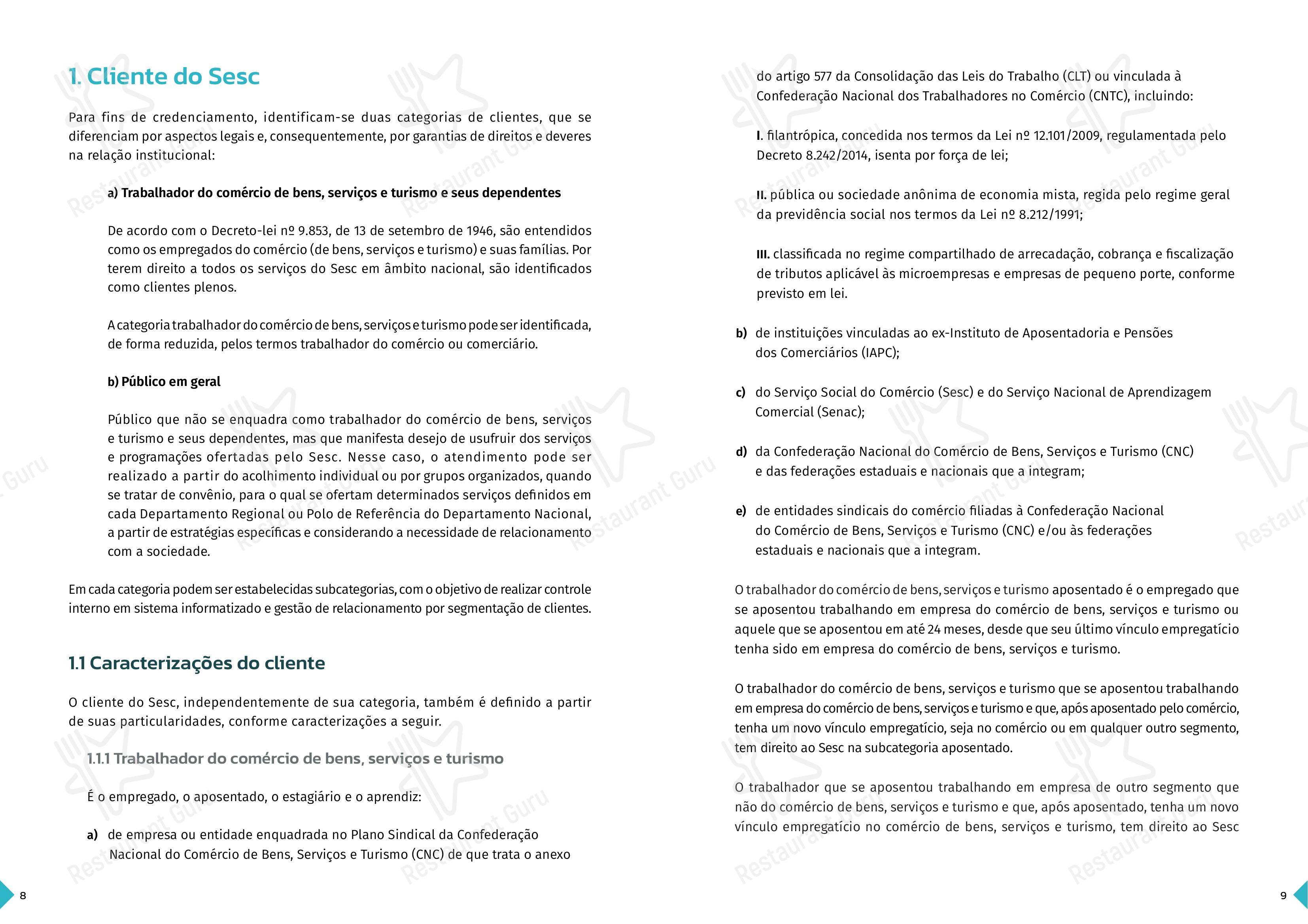 菜单 para SESC Centro Histórico restaurante